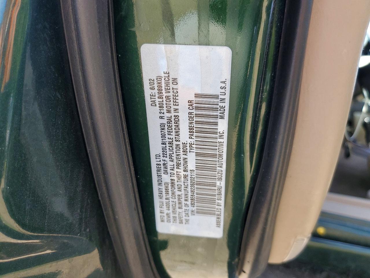 2003 Subaru Legacy Gt Green vin: 4S3BE646235202115