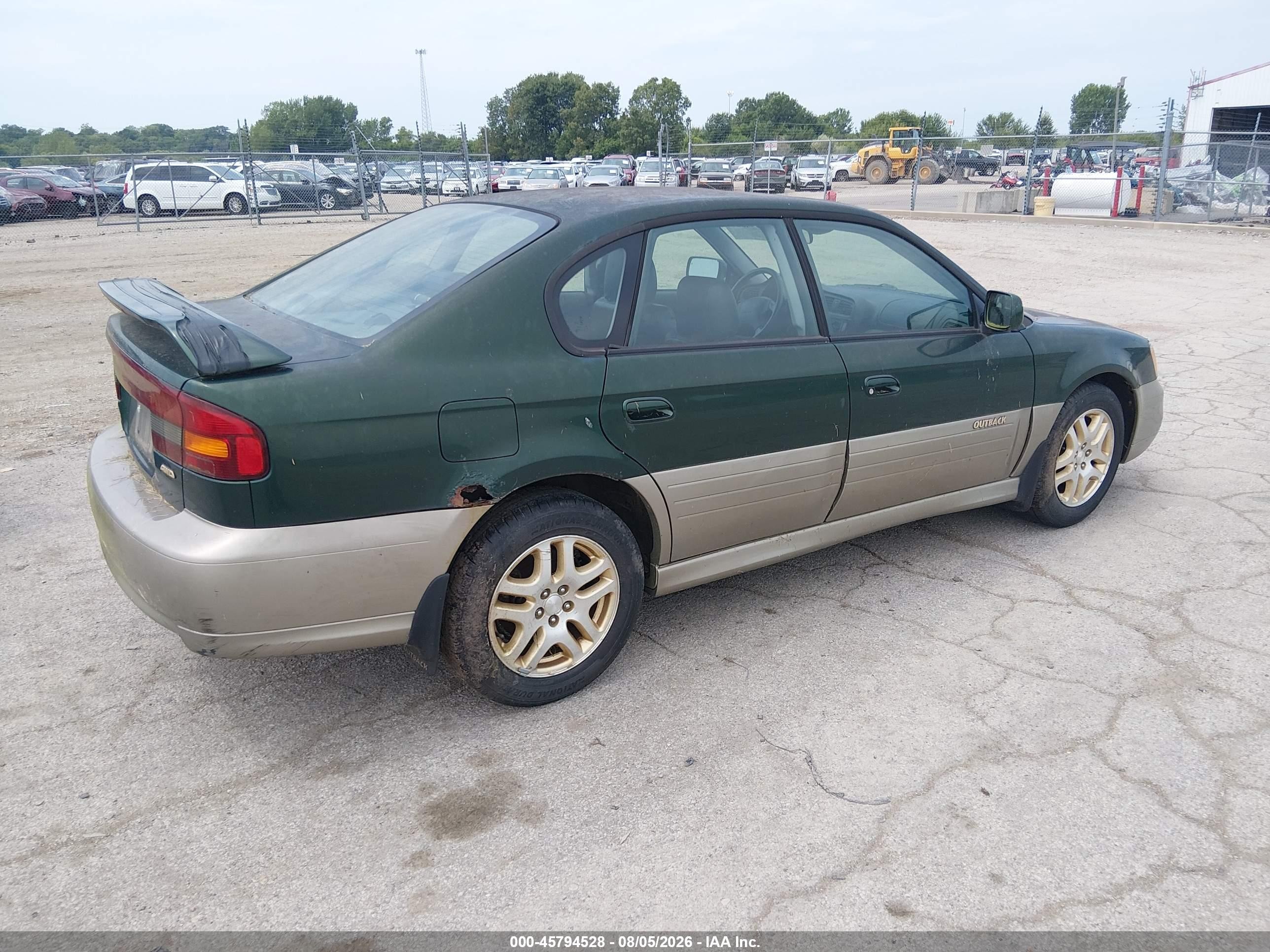 2000 Subaru Outback Limited Green vin: 4S3BE6863Y7207605