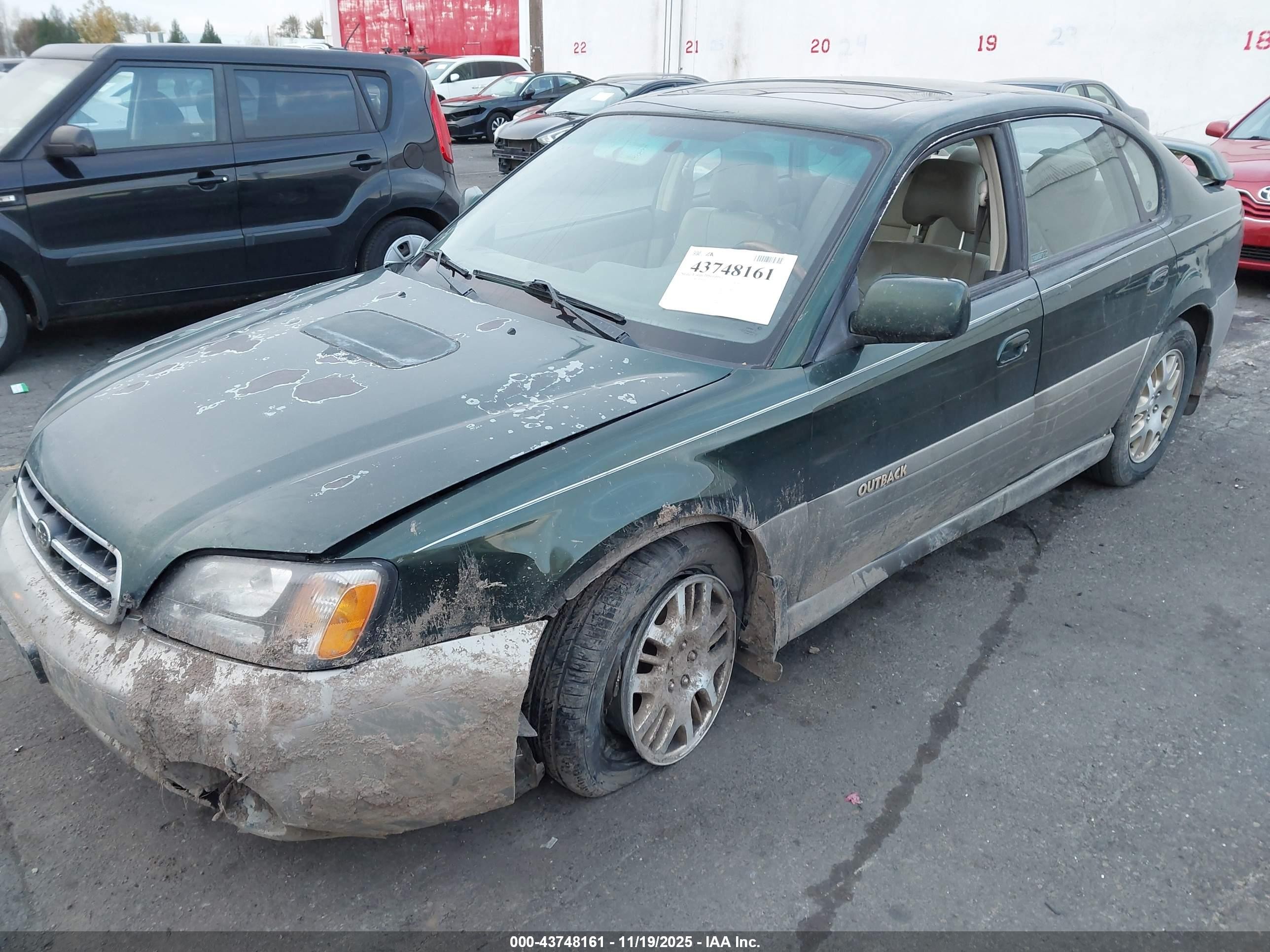 2002 Subaru Outback H6-3.0/h6-3.0 Vdc Green vin: 4S3BE896827211781