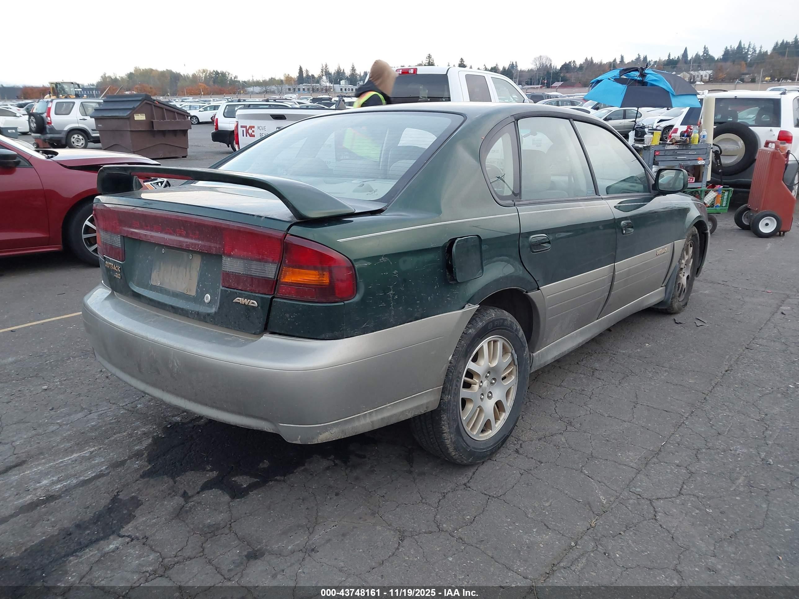 2002 Subaru Outback H6-3.0/h6-3.0 Vdc Green vin: 4S3BE896827211781