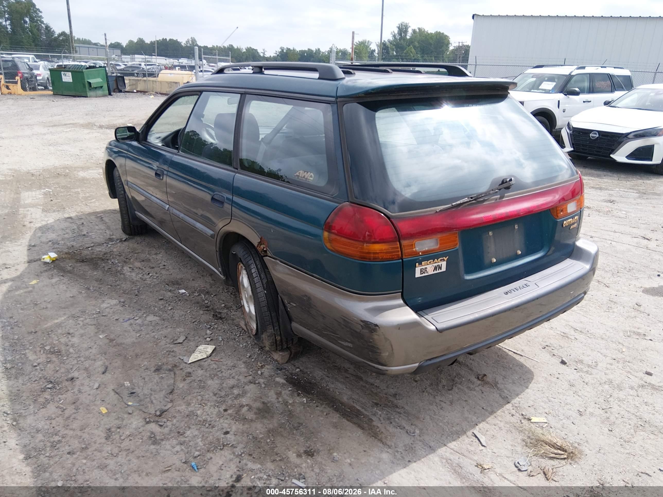 1996 Subaru Legacy Outback Green vin: 4S3BG6853T7372824