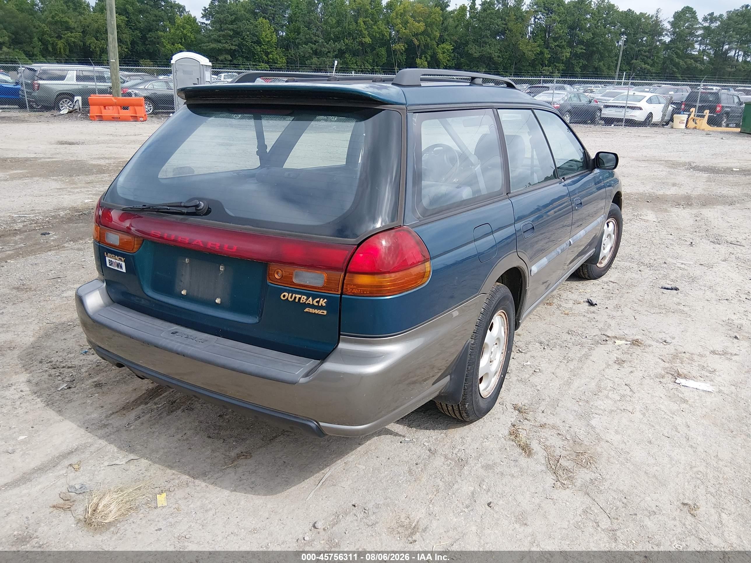 1996 Subaru Legacy Outback Green vin: 4S3BG6853T7372824