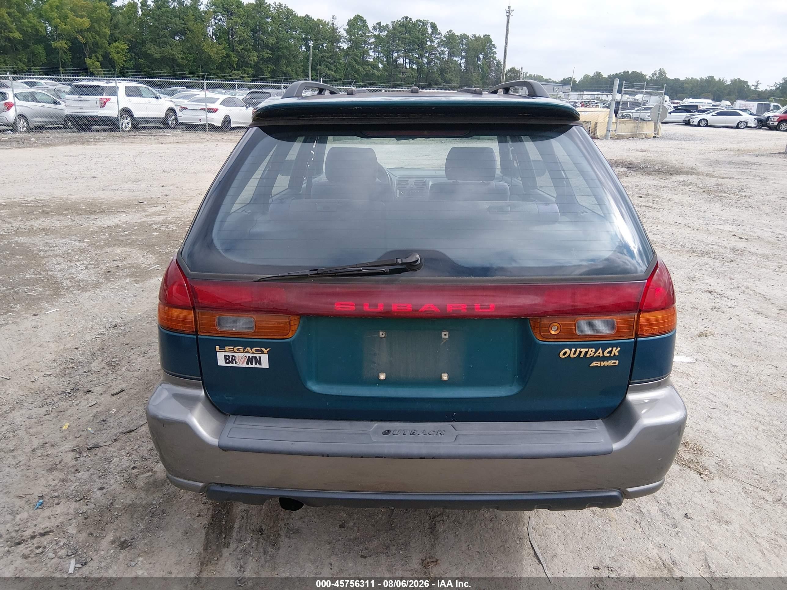 1996 Subaru Legacy Outback Green vin: 4S3BG6853T7372824