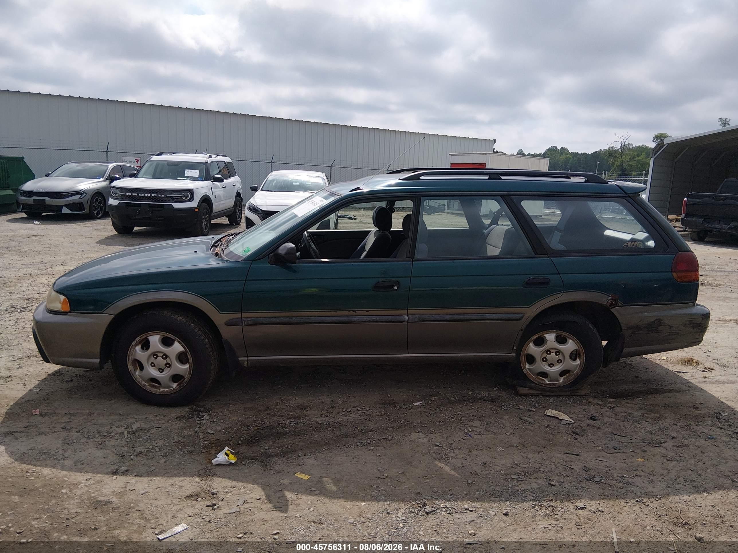 1996 Subaru Legacy Outback Green vin: 4S3BG6853T7372824