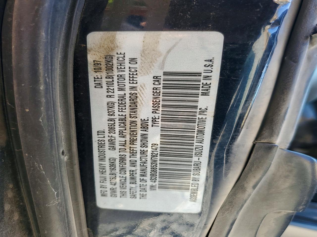 1998 Subaru Legacy 30th Anniversary Outback Синий vin: 4S3BG6853W7621479