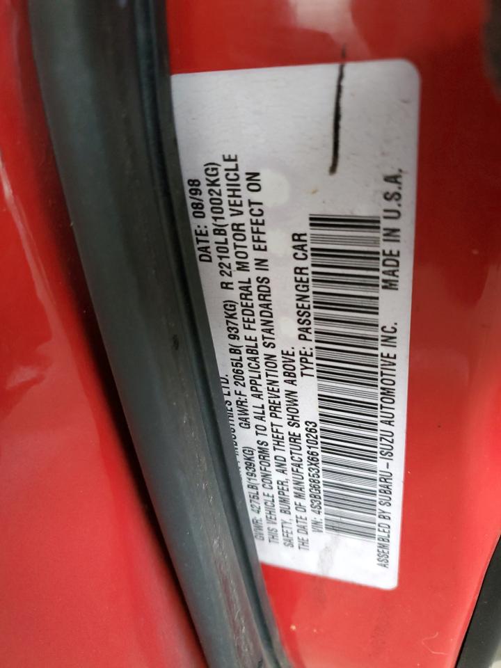 1999 Subaru Legacy Outback Red vin: 4S3BG6853X6610263