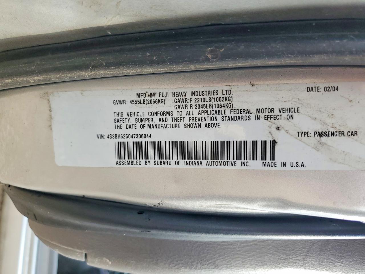 2004 Subaru Legacy L Special Серебряный vin: 4S3BH625047306044