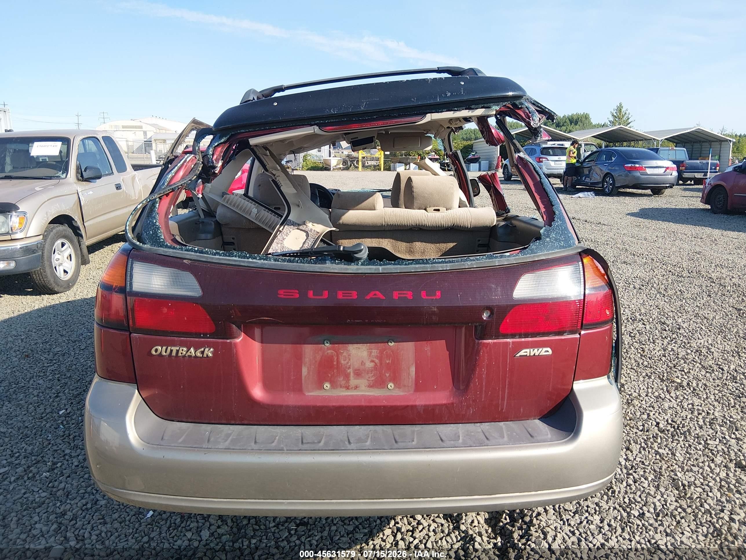 2002 Subaru Outback   Red vin: 4S3BH665027617044