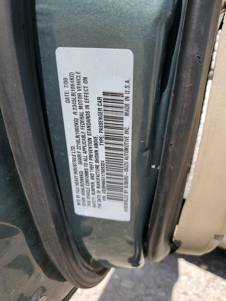 2001 Subaru Legacy Outback Зеленый vin: 4S3BH665117609324