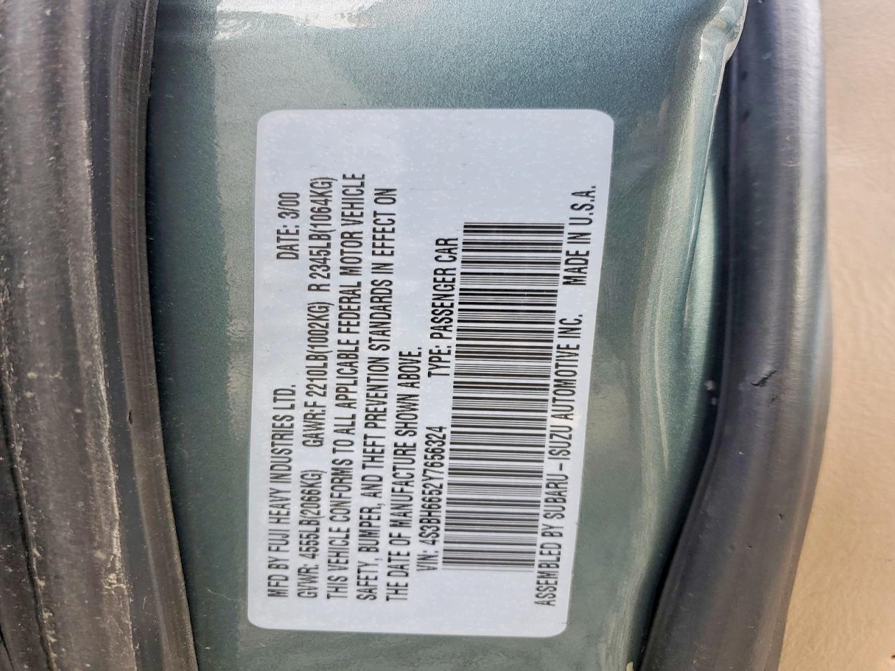 2000 Subaru Legacy Outback Two Tone vin: 4S3BH6652Y7656324