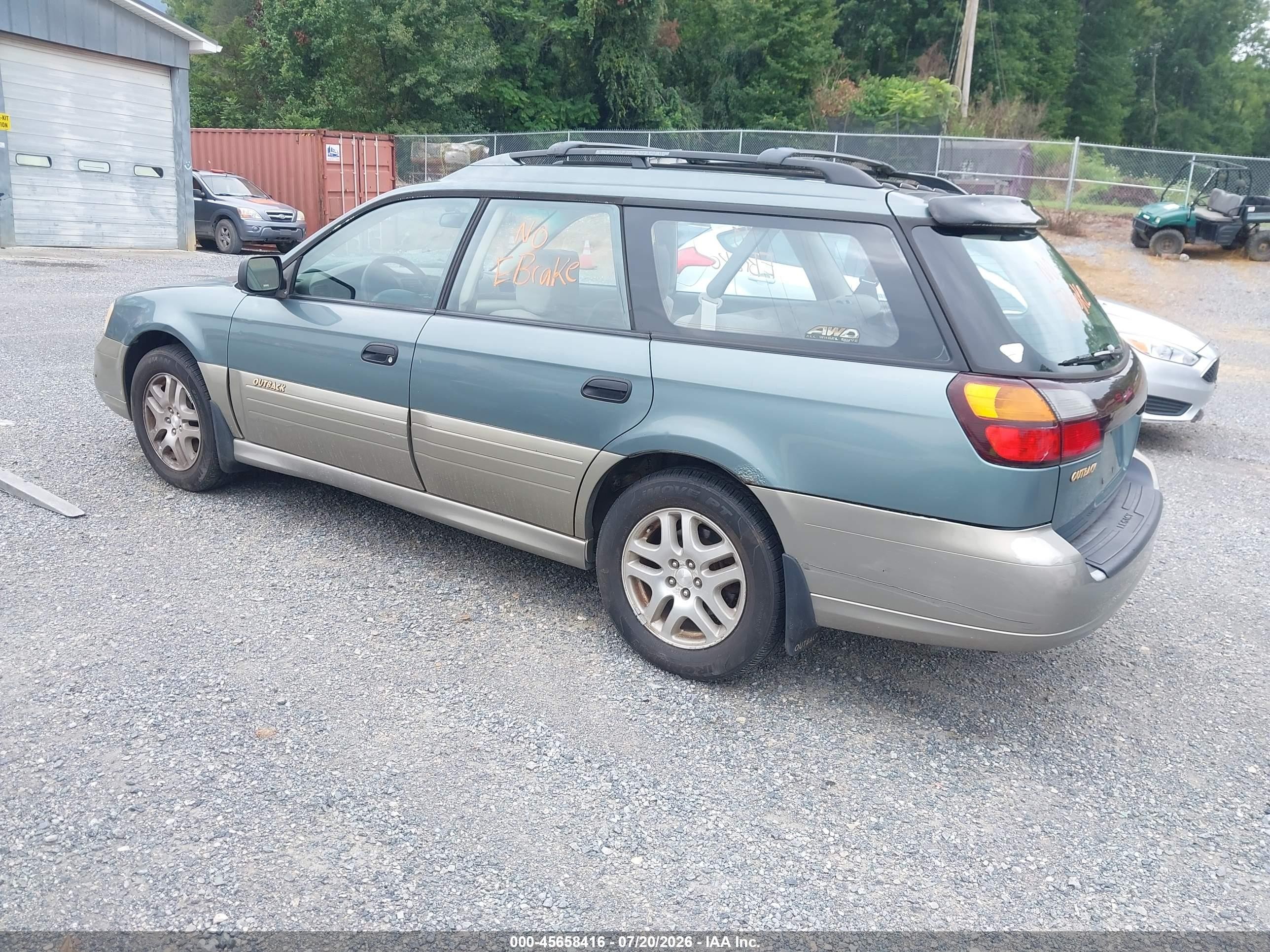2002 Subaru Outback   Зеленый vin: 4S3BH665627636553
