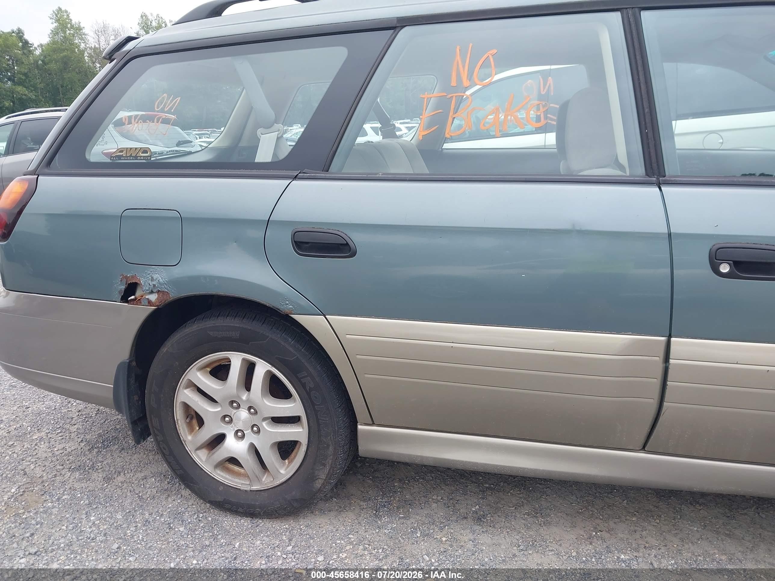2002 Subaru Outback   Зеленый vin: 4S3BH665627636553