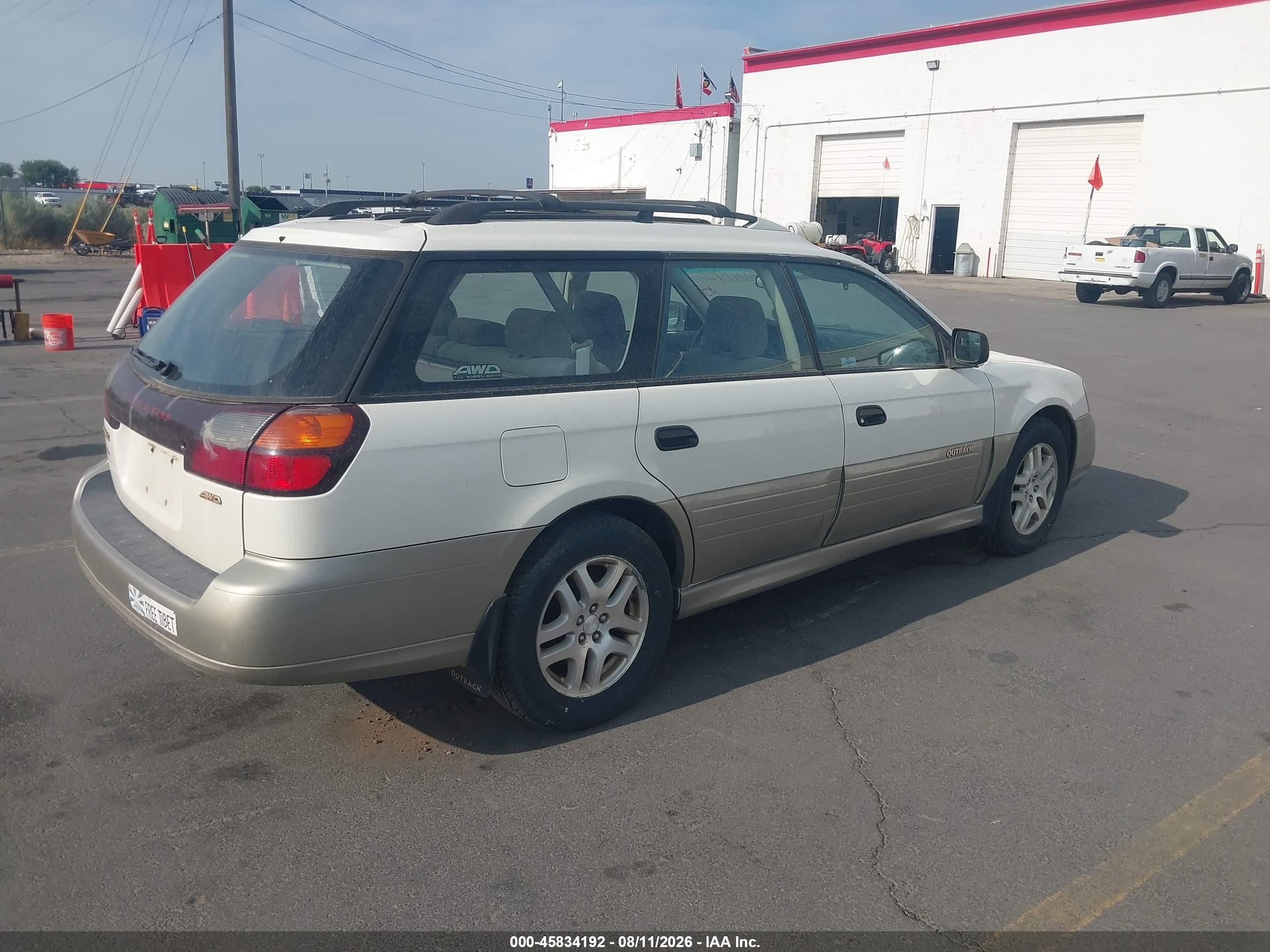 2002 Subaru Outback   White vin: 4S3BH665X26651000