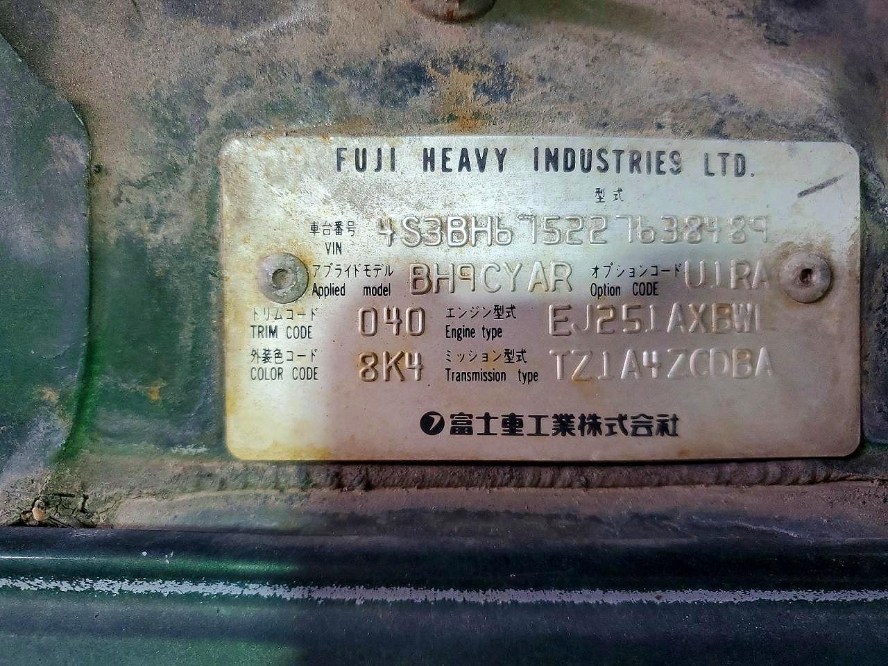 2002 Subaru Legacy Outback Awp Green vin: 4S3BH675227638489