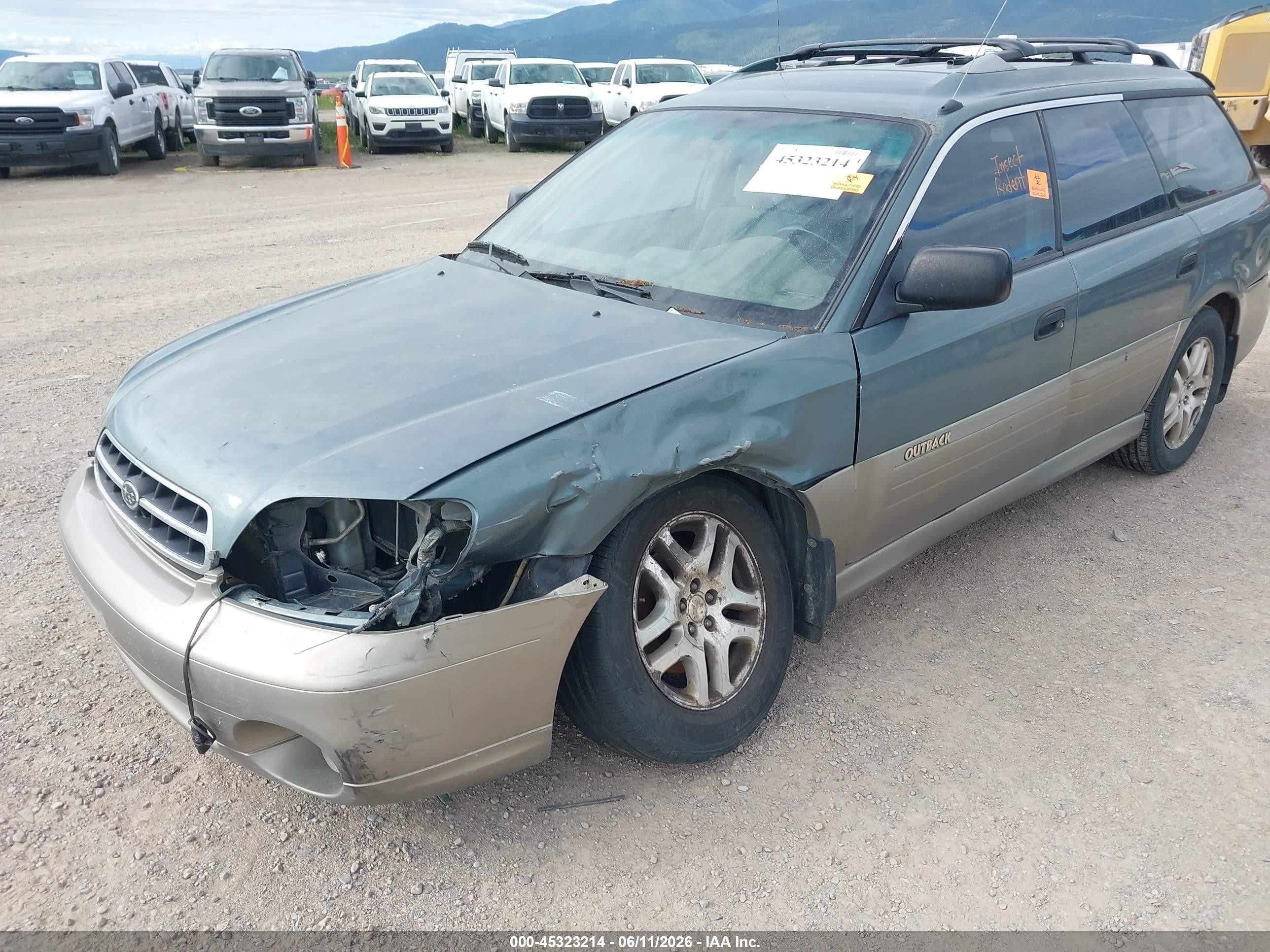 2001 Subaru Outback   Green vin: 4S3BH675417638461