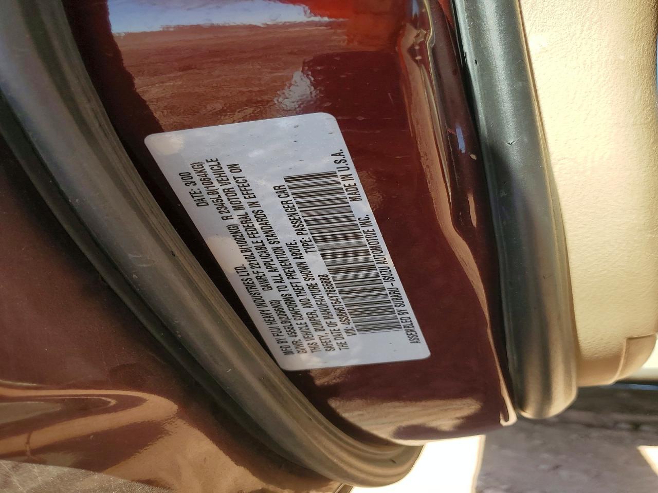 2000 Subaru Legacy Outback Awp Maroon vin: 4S3BH6754Y7655688