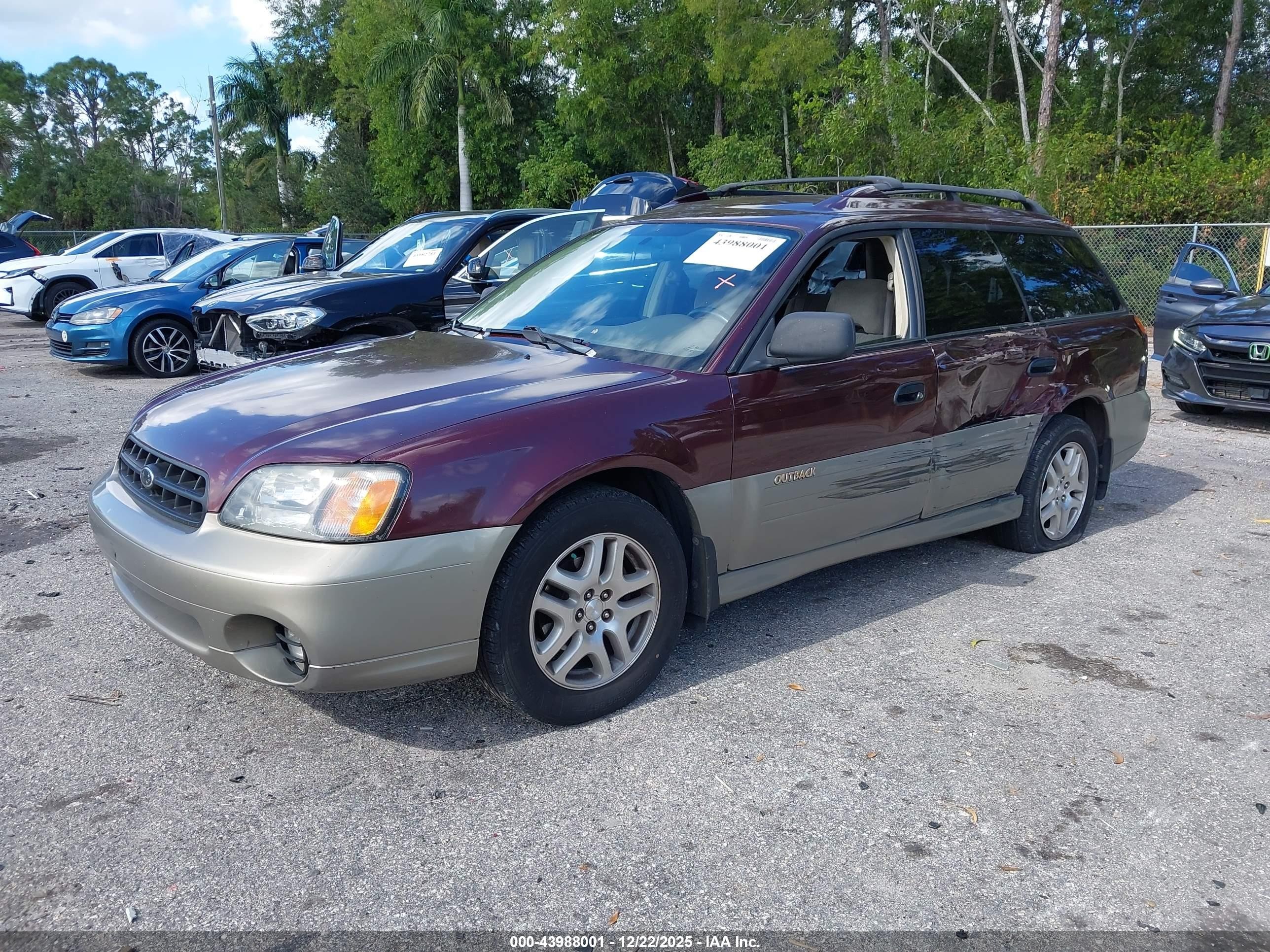2000 Subaru Outback   Burgundy vin: 4S3BH6755Y7649091