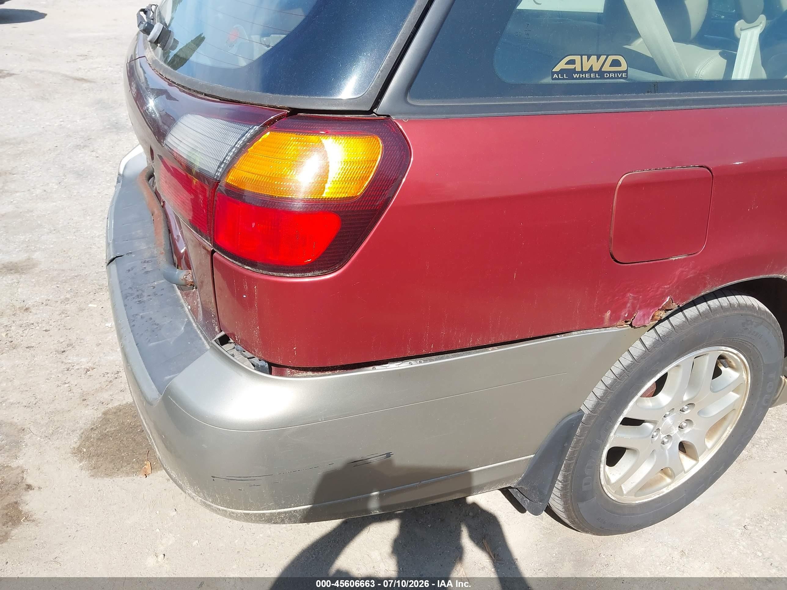 2004 Subaru Outback   Burgundy vin: 4S3BH675947631008