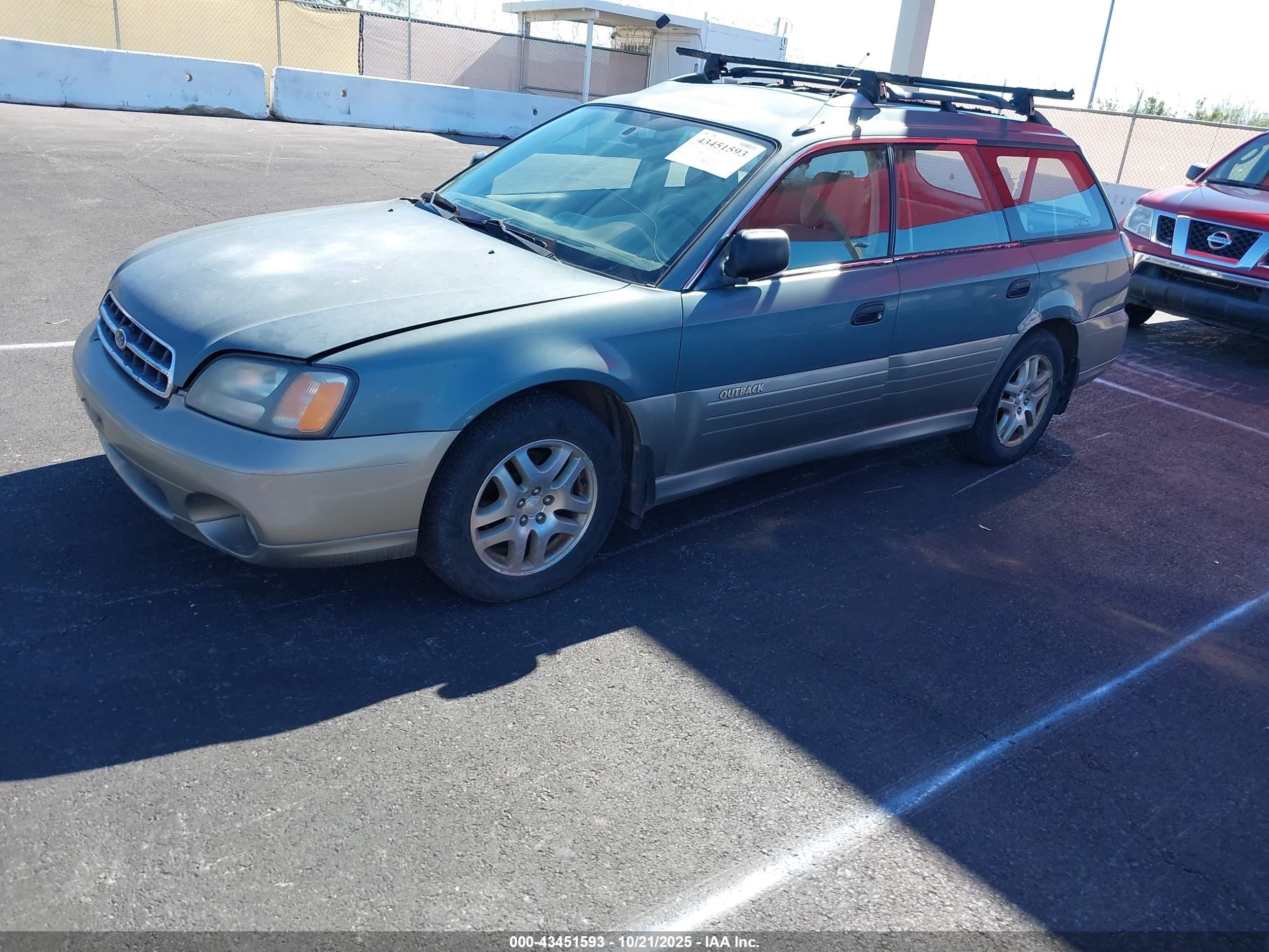 2001 Subaru Outback   Зеленый vin: 4S3BH675X17630316