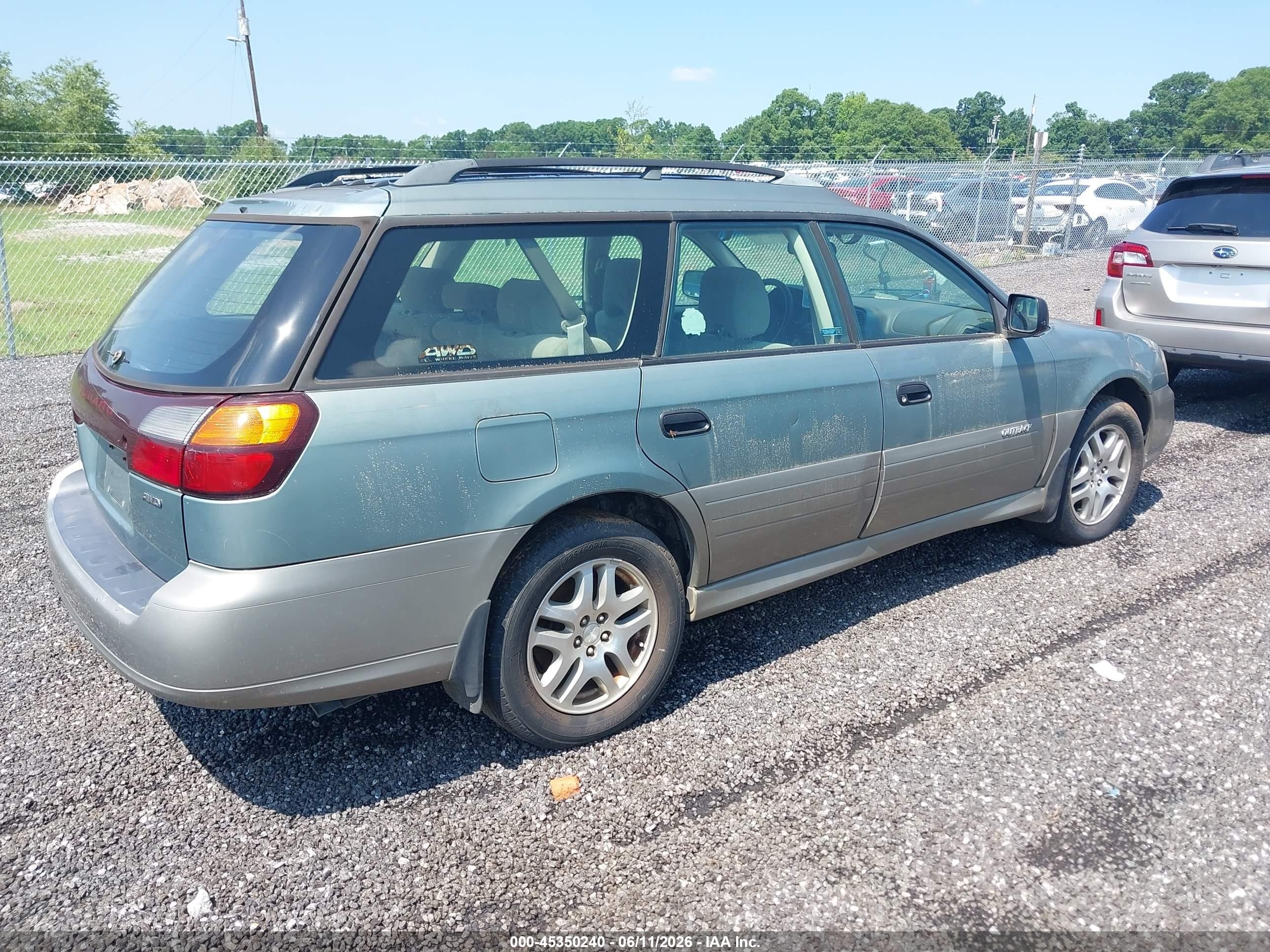 2004 Subaru Outback   Зеленый vin: 4S3BH675X47628392