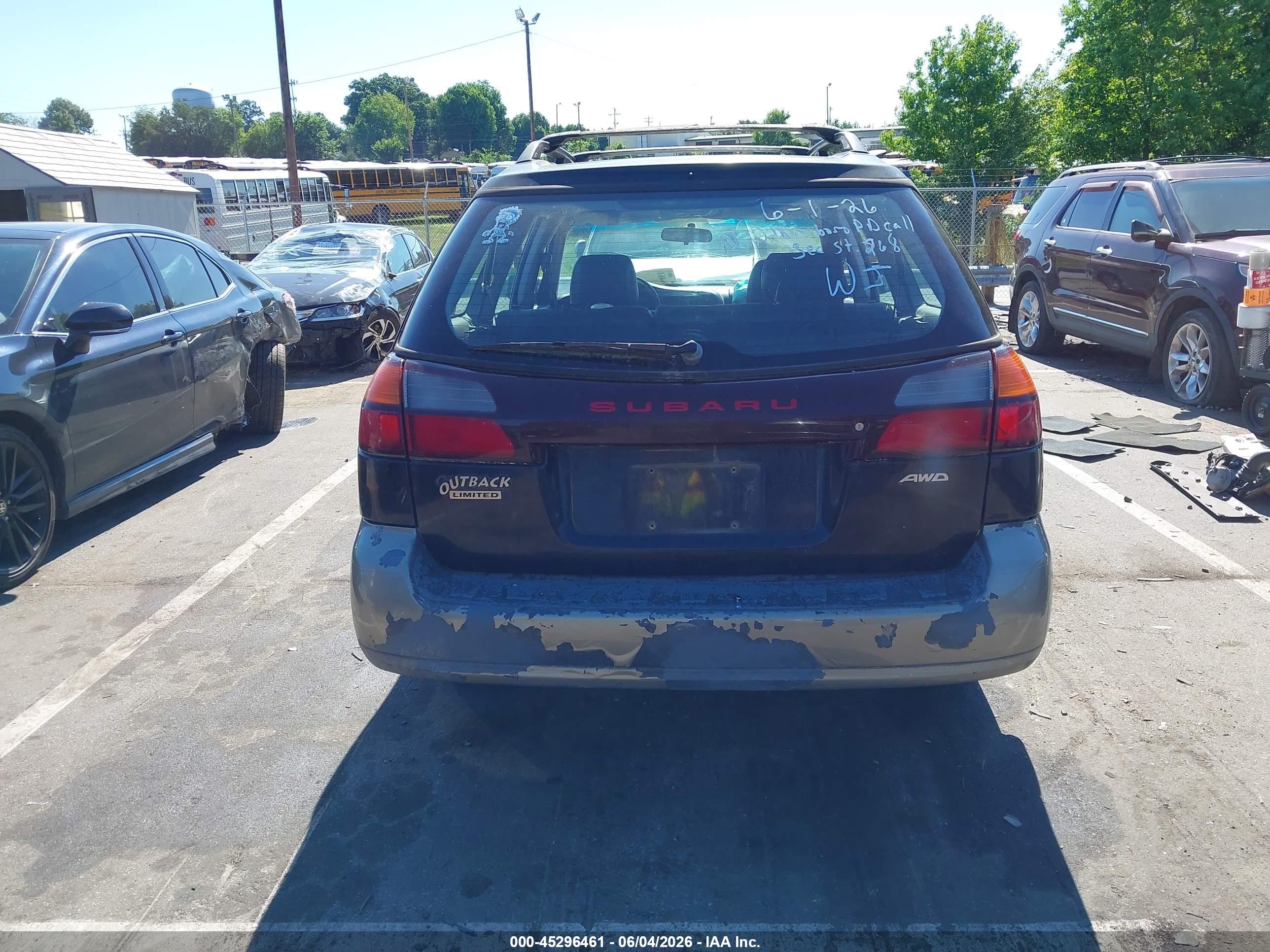 2001 Subaru Outback Limited Black vin: 4S3BH686017675966