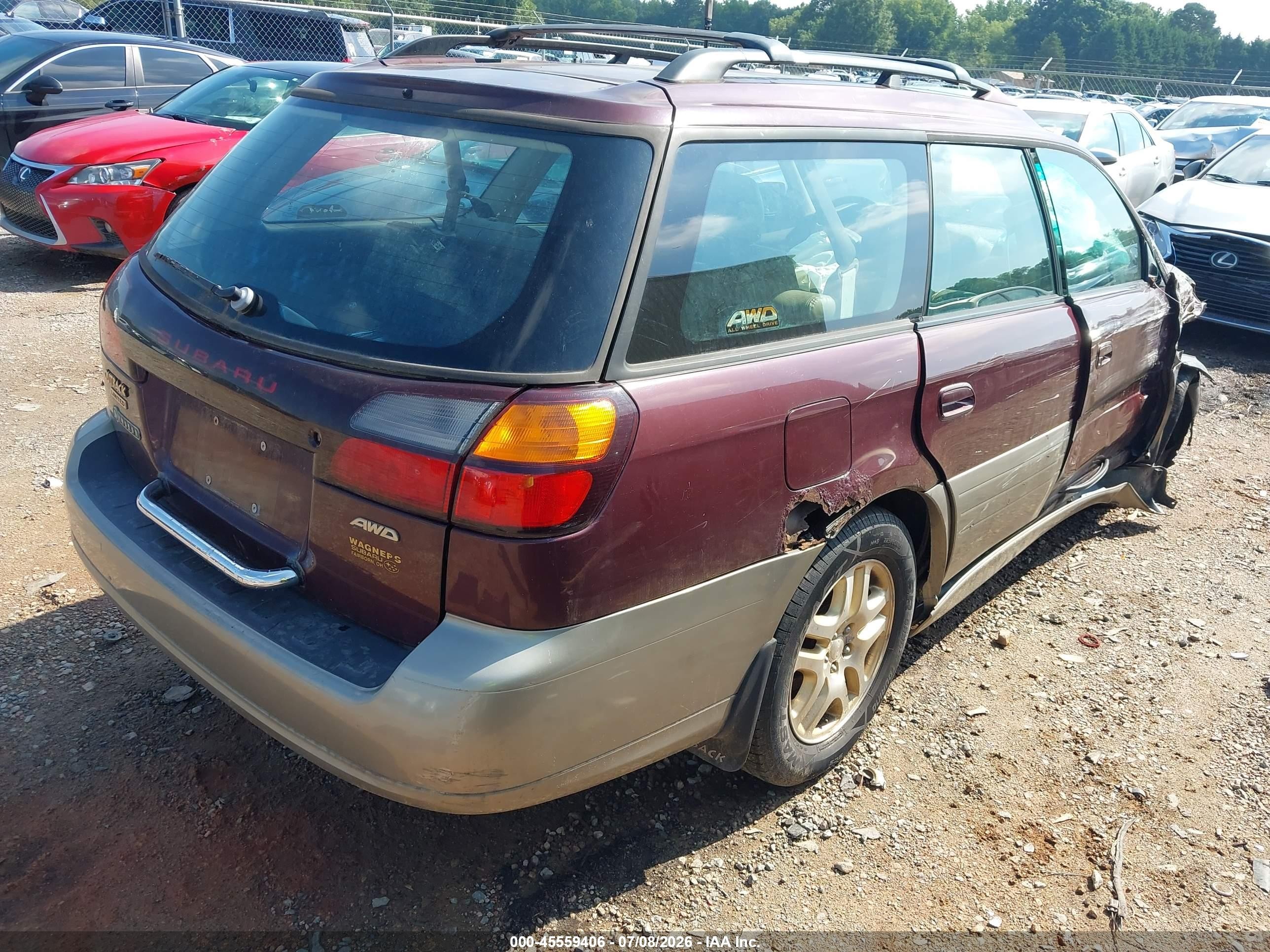 2001 Subaru Outback Limited Red vin: 4S3BH686217628356