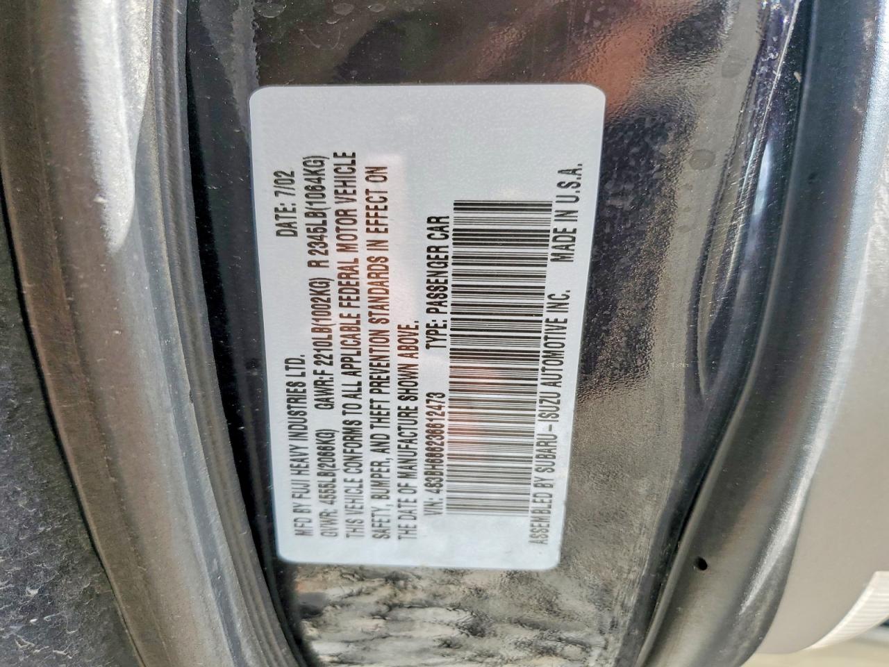 2003 Subaru Legacy Outback Limited Black vin: 4S3BH686236612473