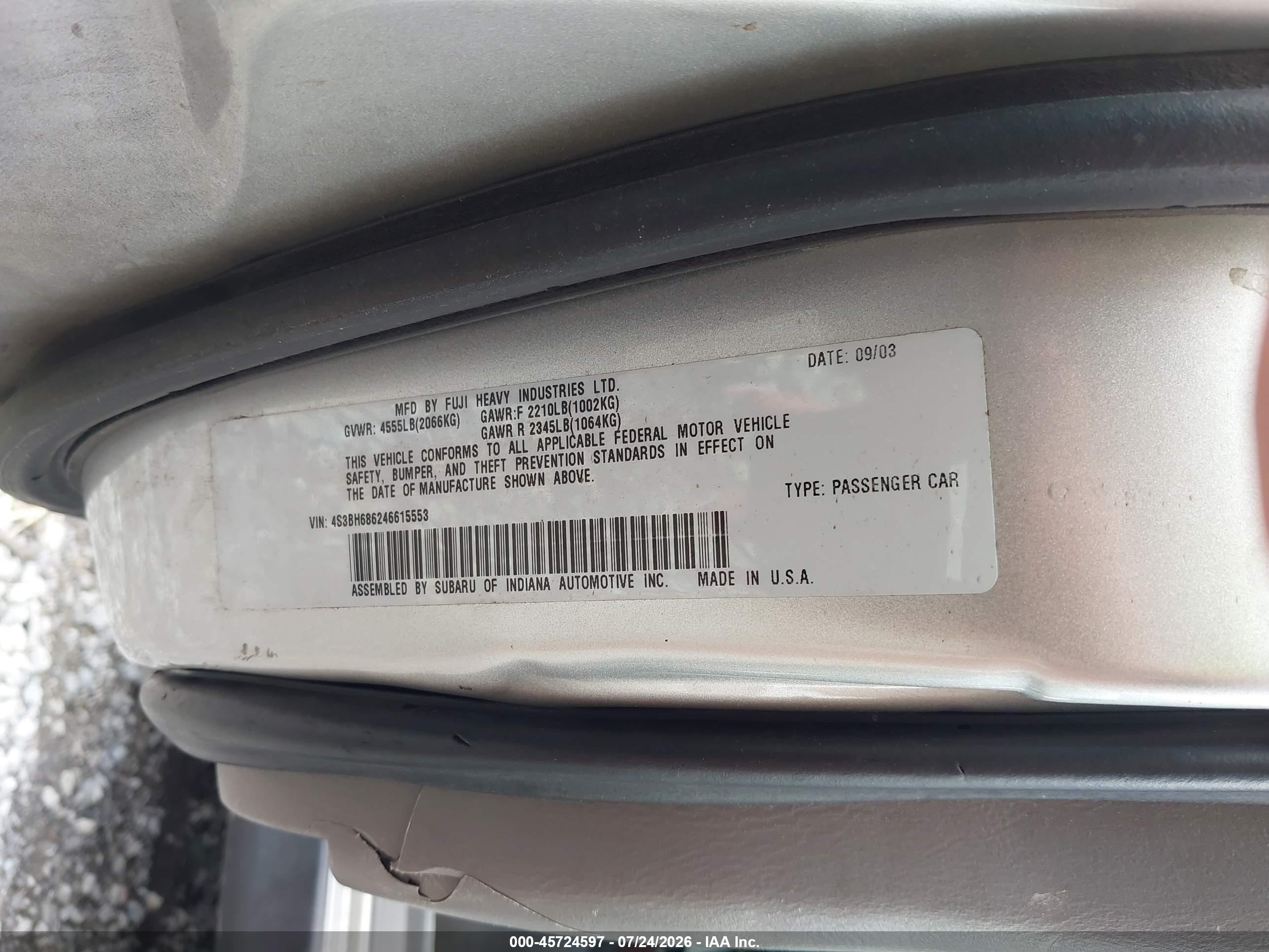 2004 Subaru Outback Limited Silver vin: 4S3BH686246615553