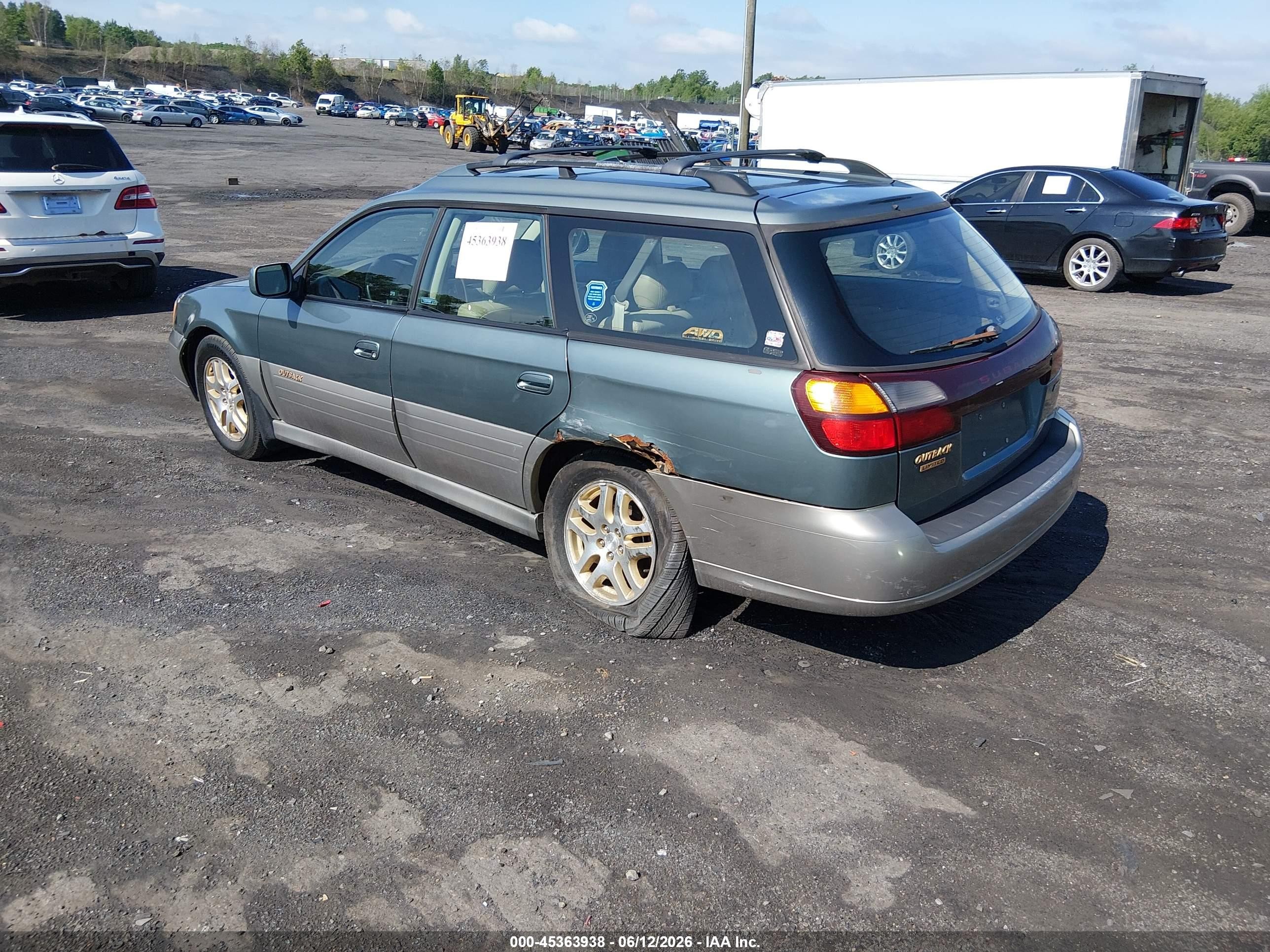 2001 Subaru Outback Limited Green vin: 4S3BH686417667319