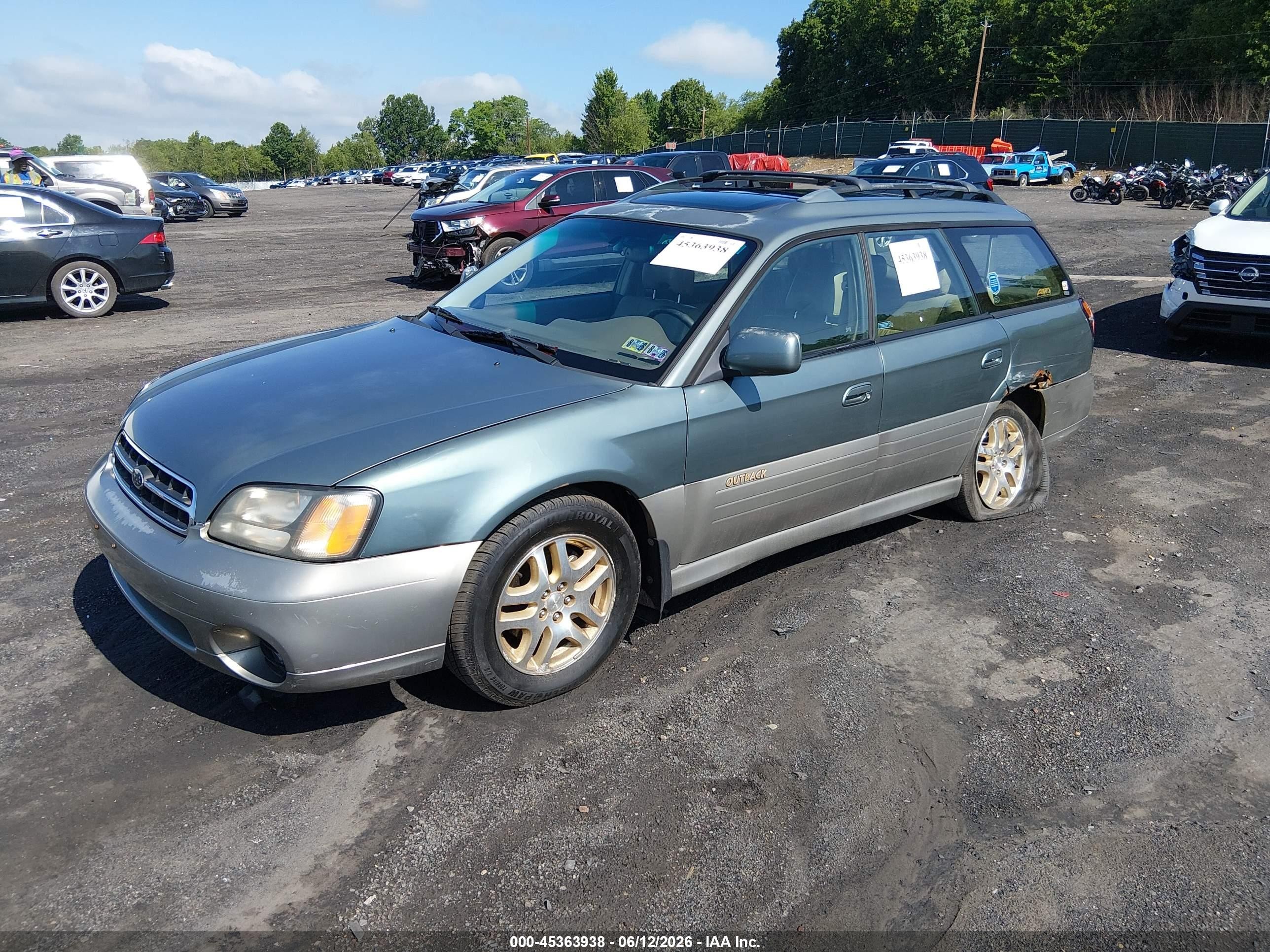 2001 Subaru Outback Limited Green vin: 4S3BH686417667319