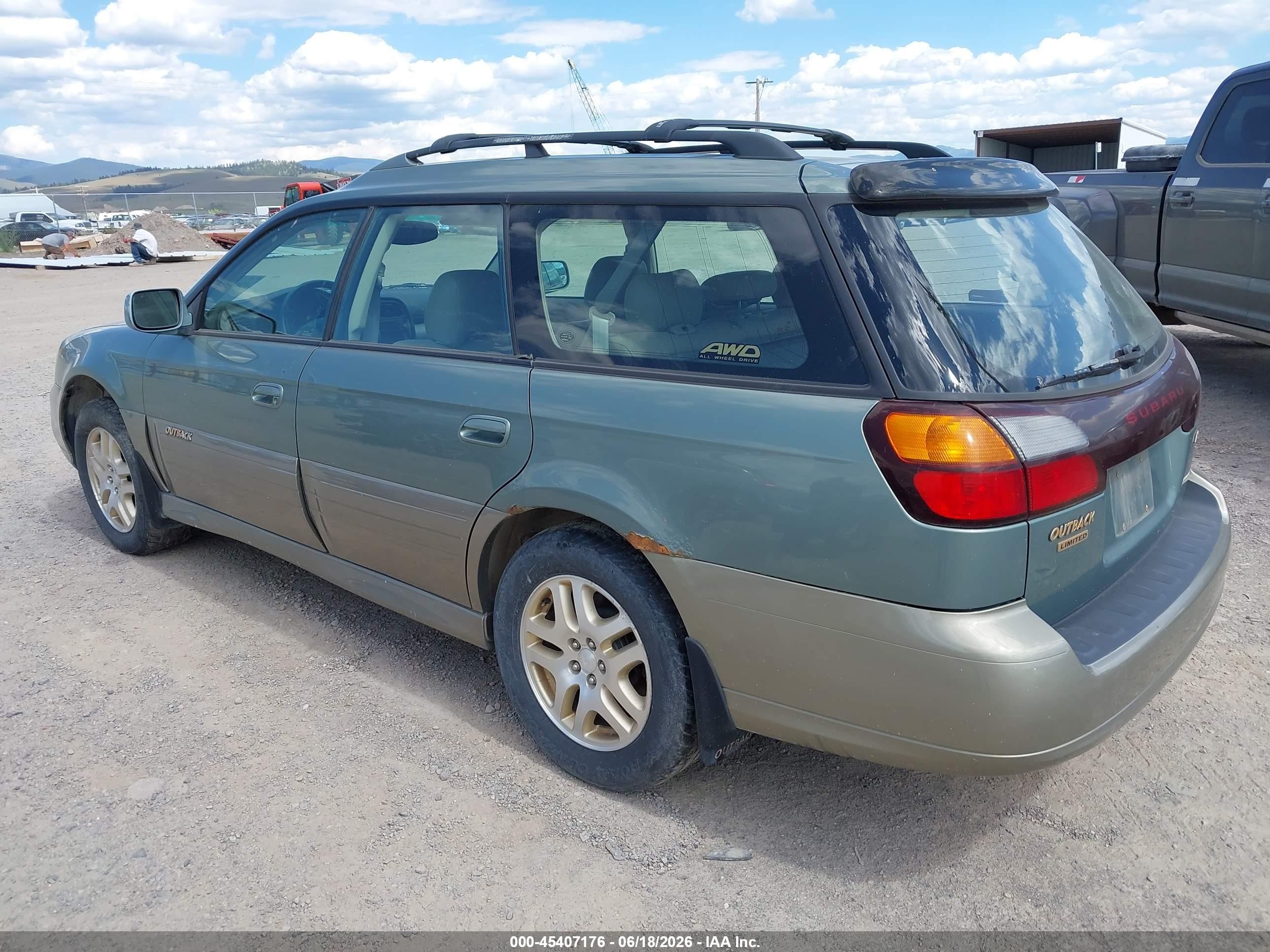 2003 Subaru Outback Limited Green vin: 4S3BH686537651097