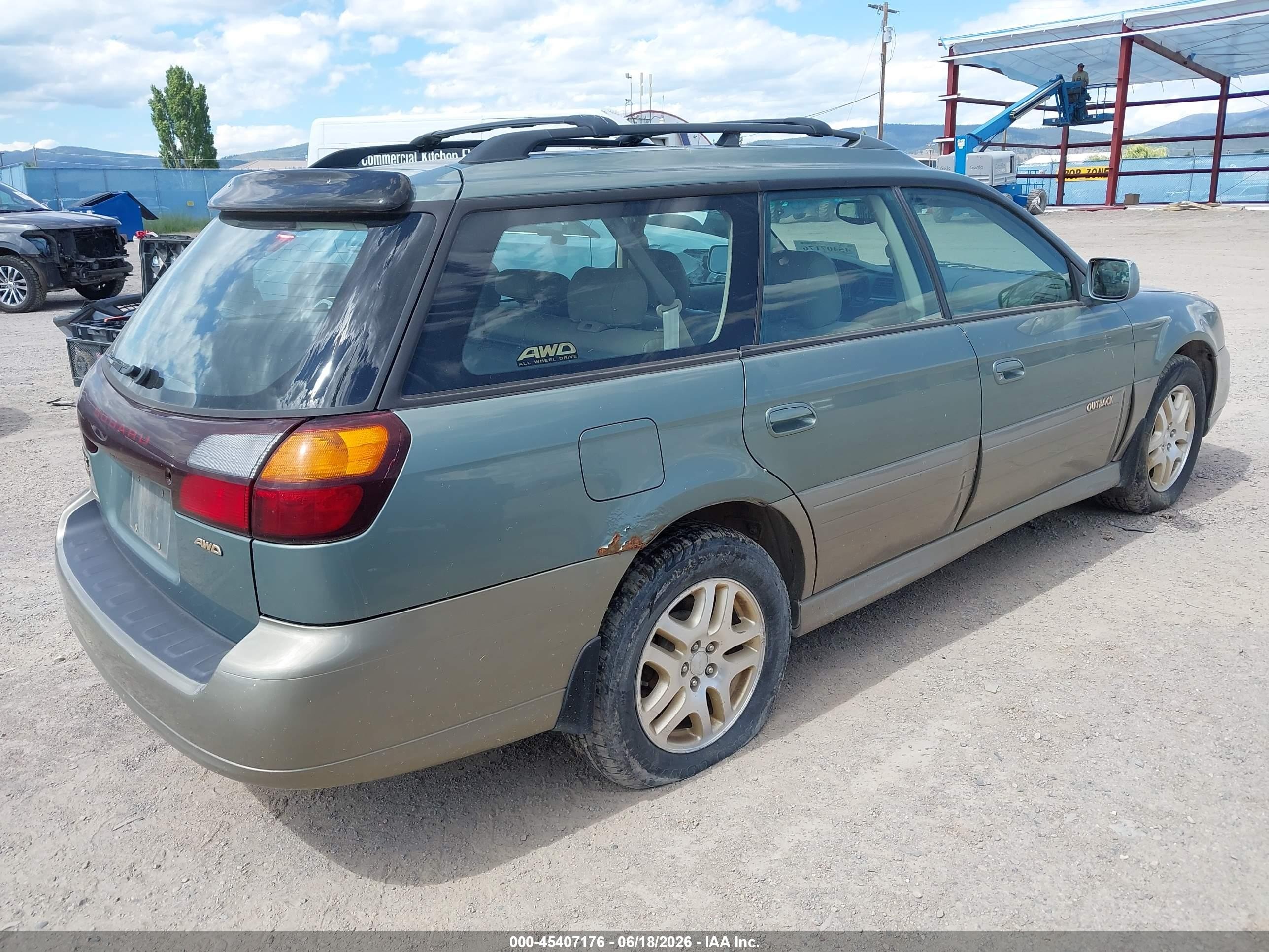 2003 Subaru Outback Limited Green vin: 4S3BH686537651097