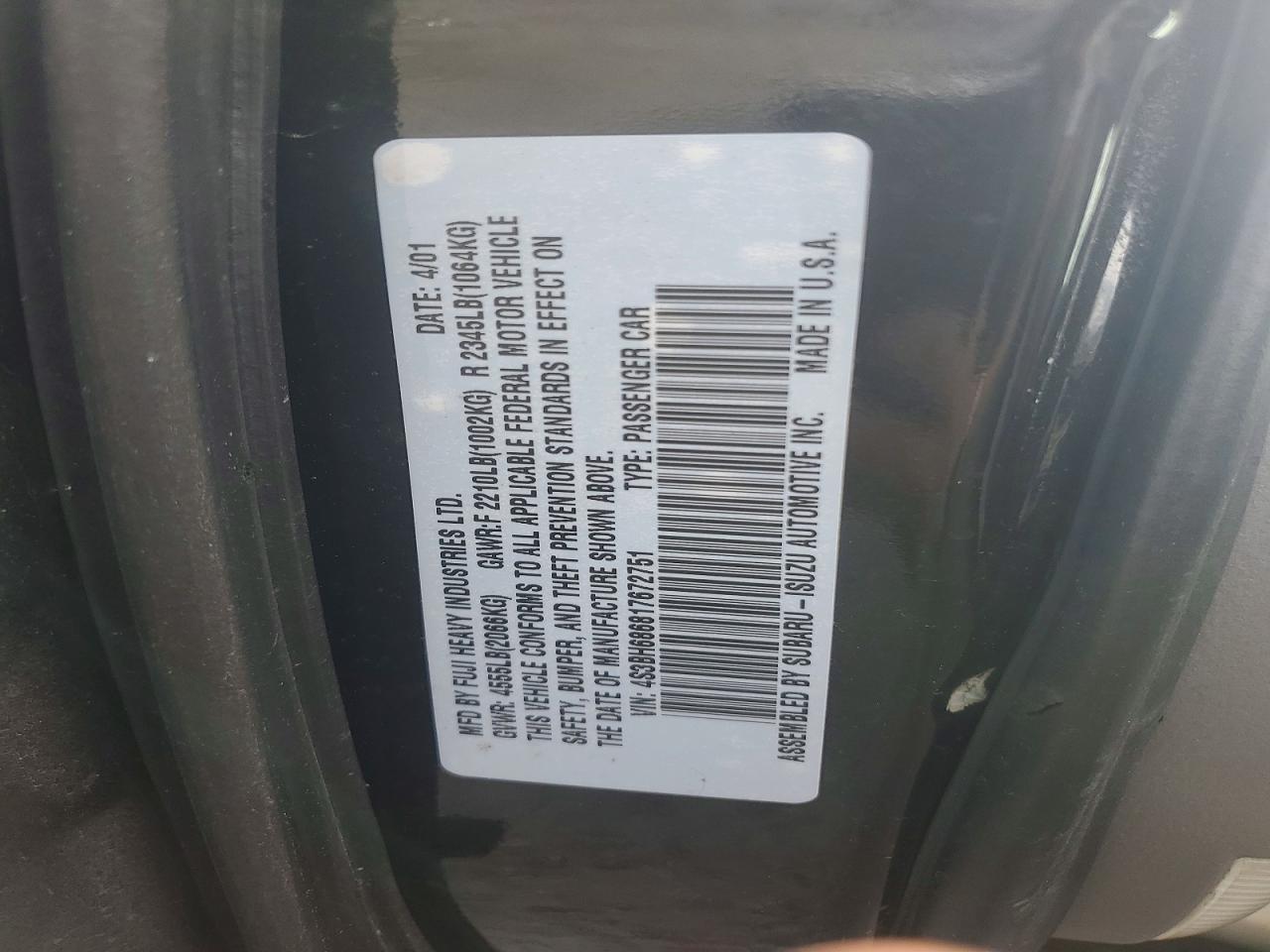 2001 Subaru Legacy Outback Limited Two Tone vin: 4S3BH686817672751