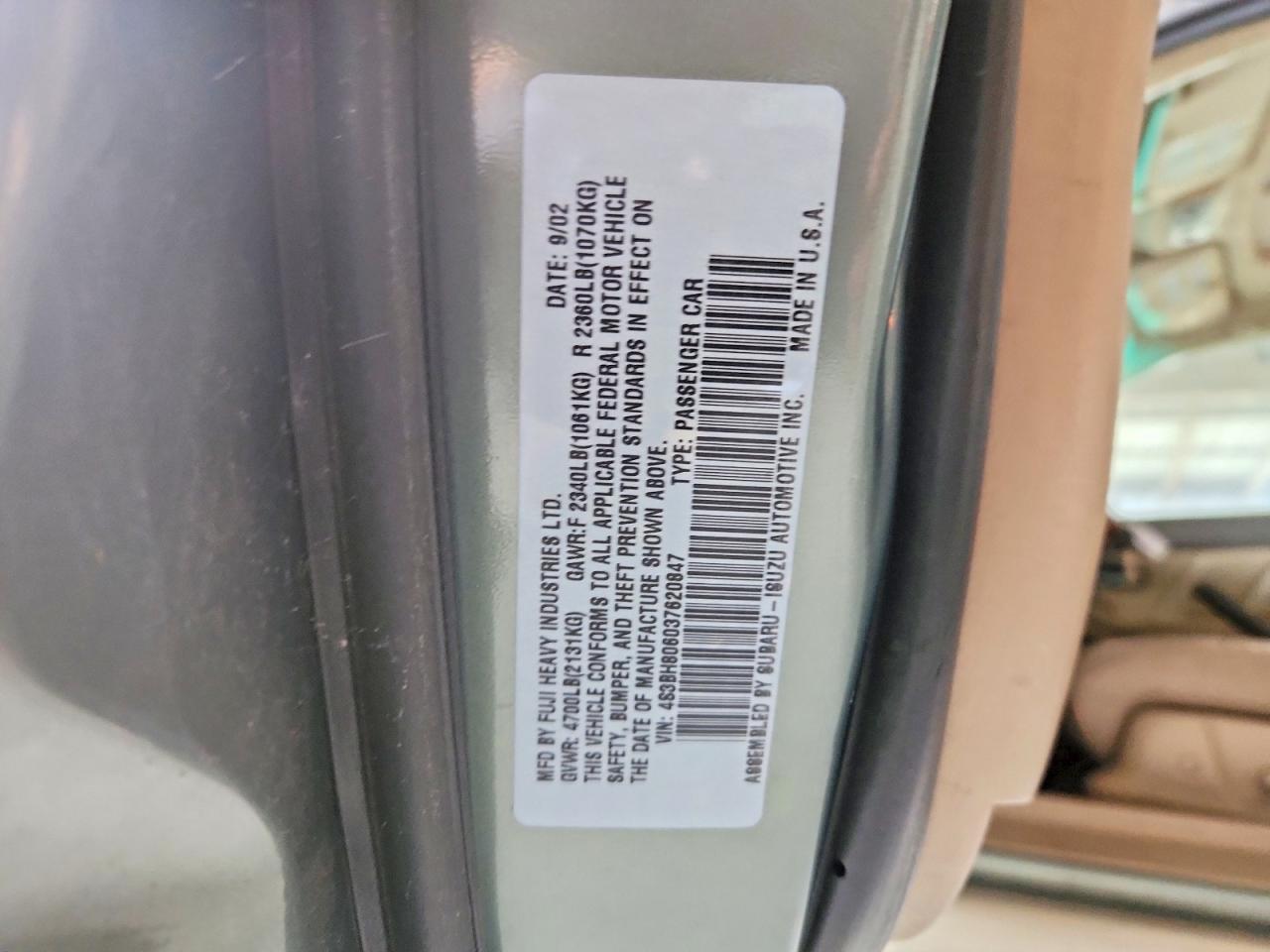2003 Subaru Outback 3.0r Ll Bean Green vin: 4S3BH806037620847