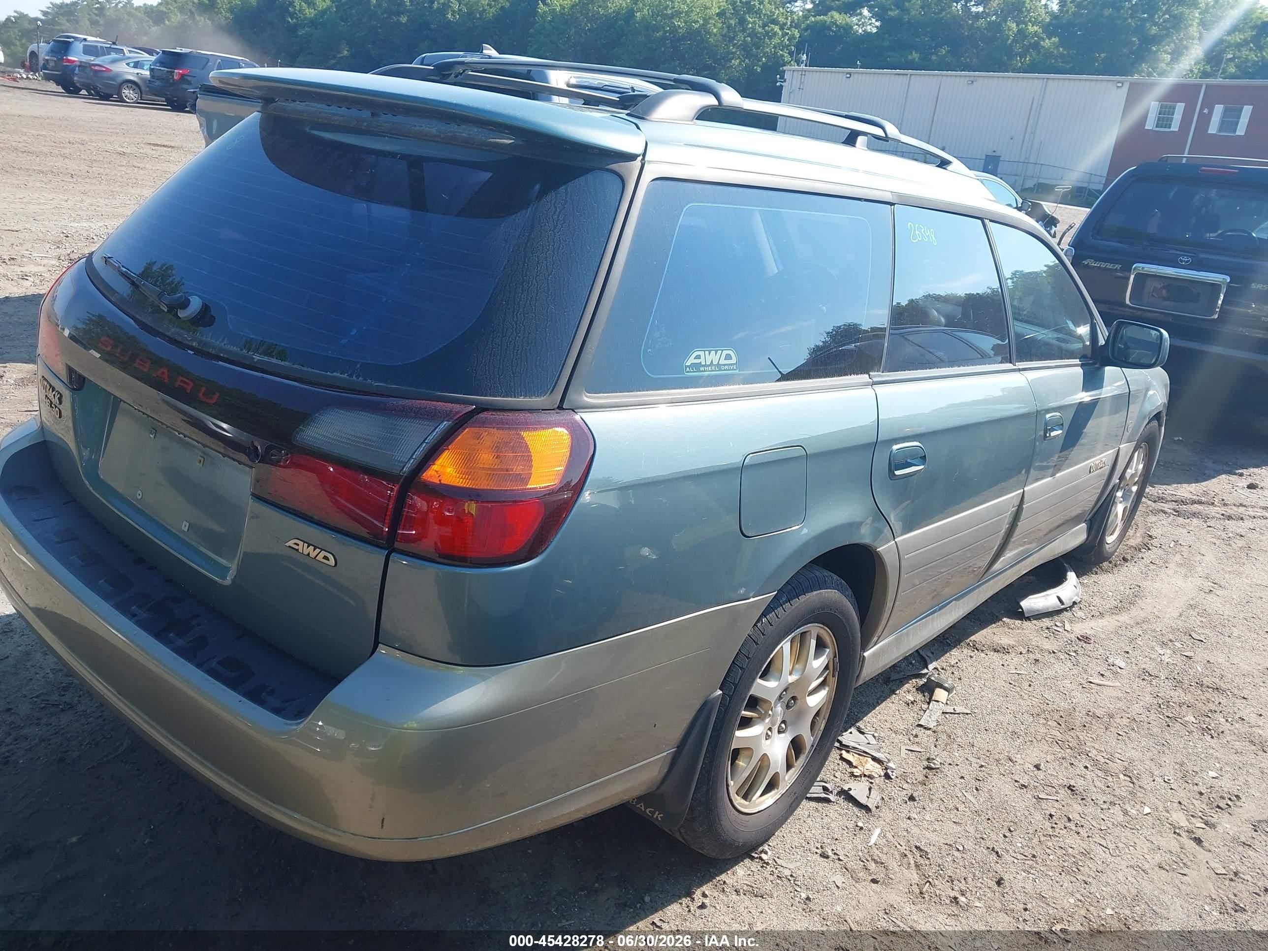 2002 Subaru Outback H6-3.0 L.l. Bean Edition Green vin: 4S3BH806227612358