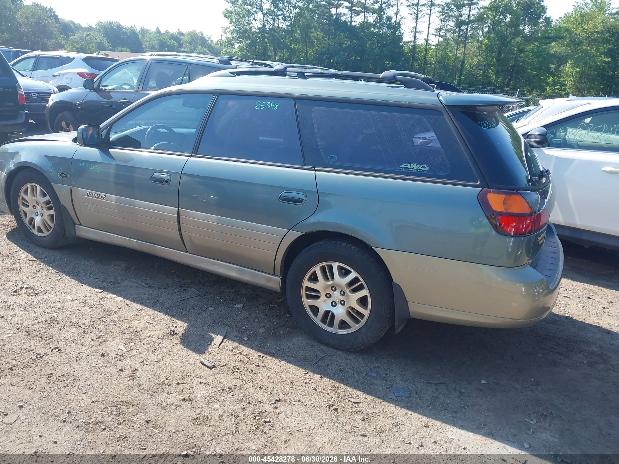 2002 Subaru Outback H6-3.0 L.l. Bean Edition Green vin: 4S3BH806227612358