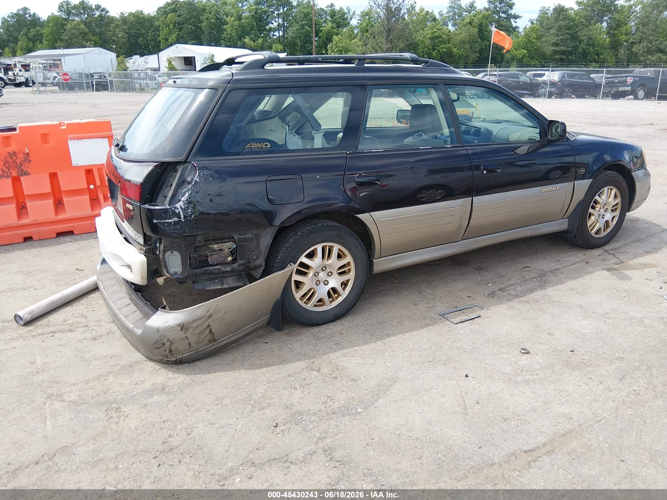 2001 Subaru Outback H6-3.0 Black vin: 4S3BH806317657808
