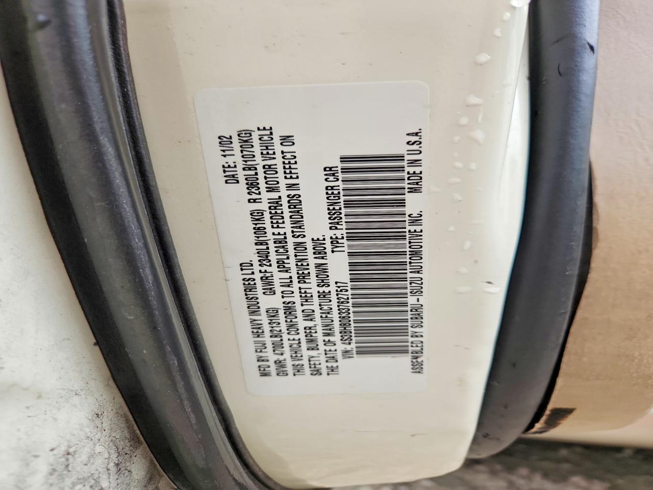 2003 Subaru Legacy Outback H6 3.0 Ll Bean Cream vin: 4S3BH806337627517