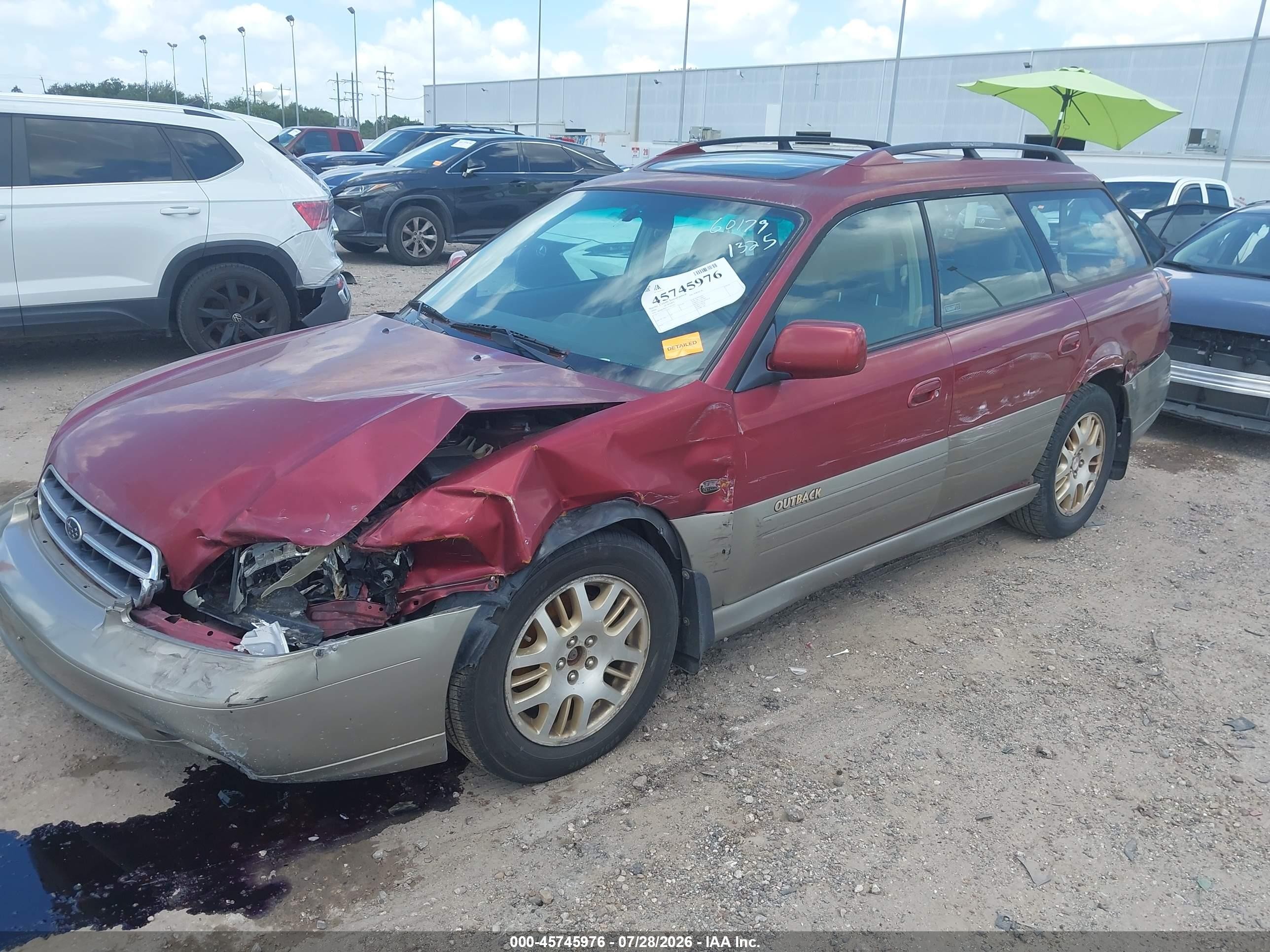2002 Subaru Outback H6-3.0 L.l. Bean Edition Red vin: 4S3BH806527602505