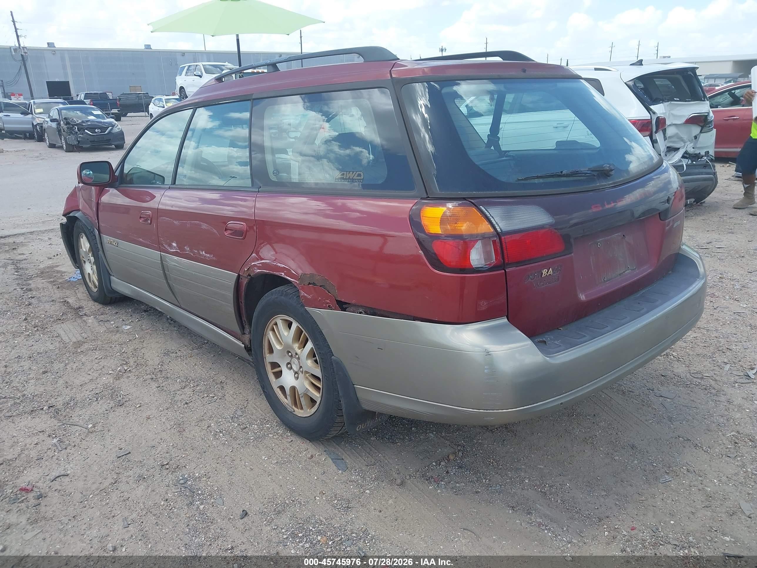 2002 Subaru Outback H6-3.0 L.l. Bean Edition Red vin: 4S3BH806527602505