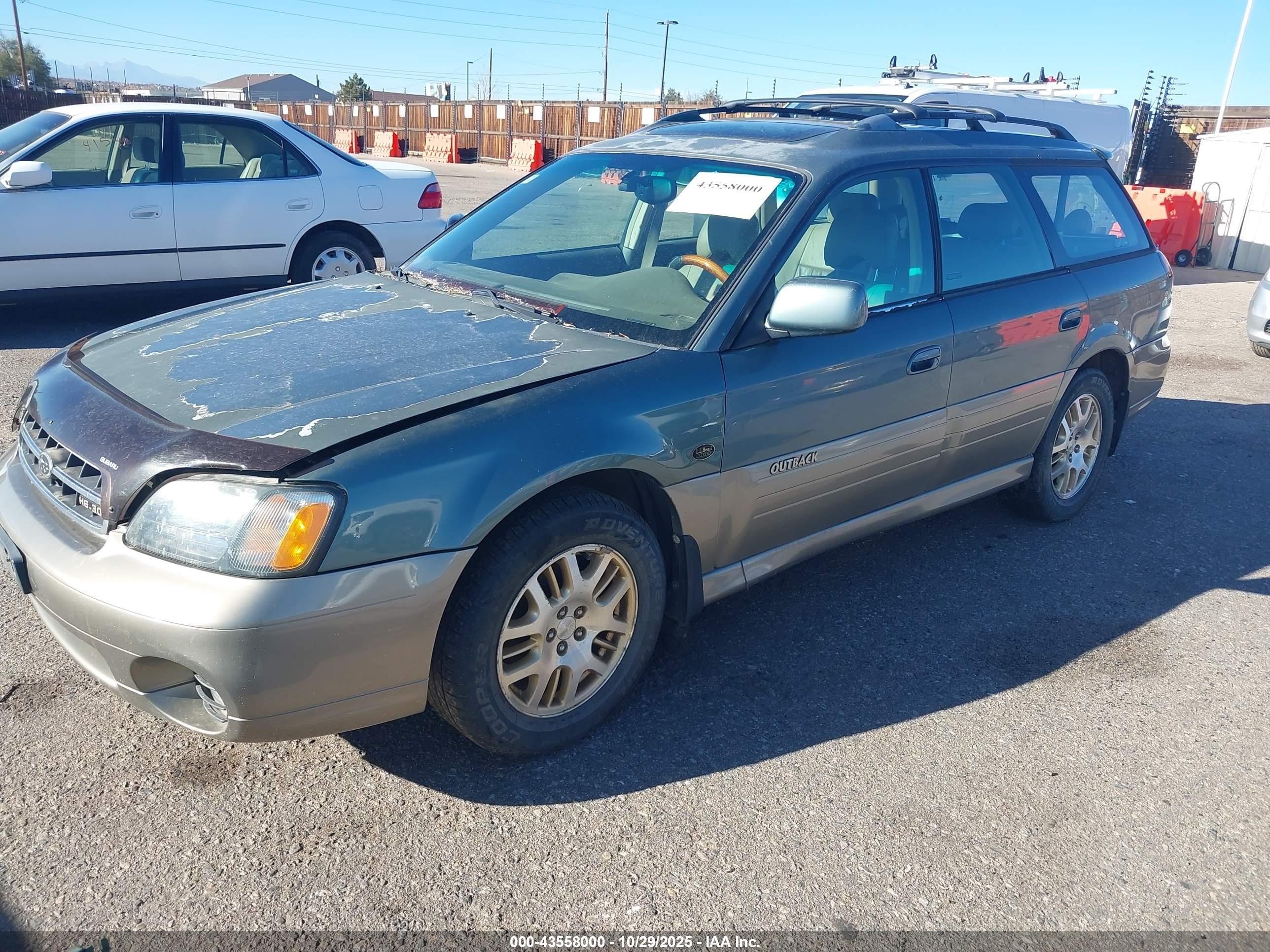 2002 Subaru Outback H6-3.0 L.l. Bean Edition Green vin: 4S3BH806827603955