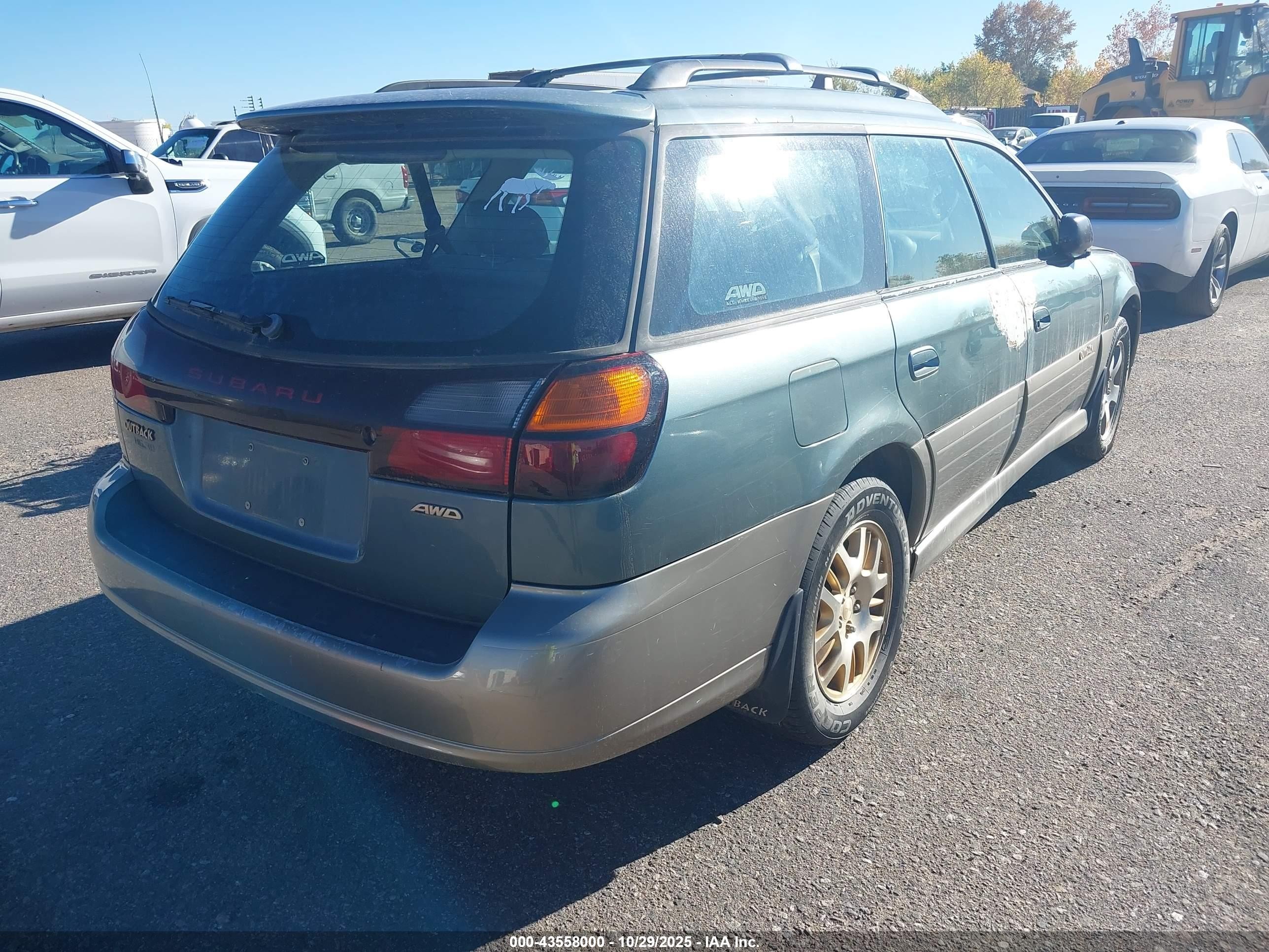 2002 Subaru Outback H6-3.0 L.l. Bean Edition Green vin: 4S3BH806827603955