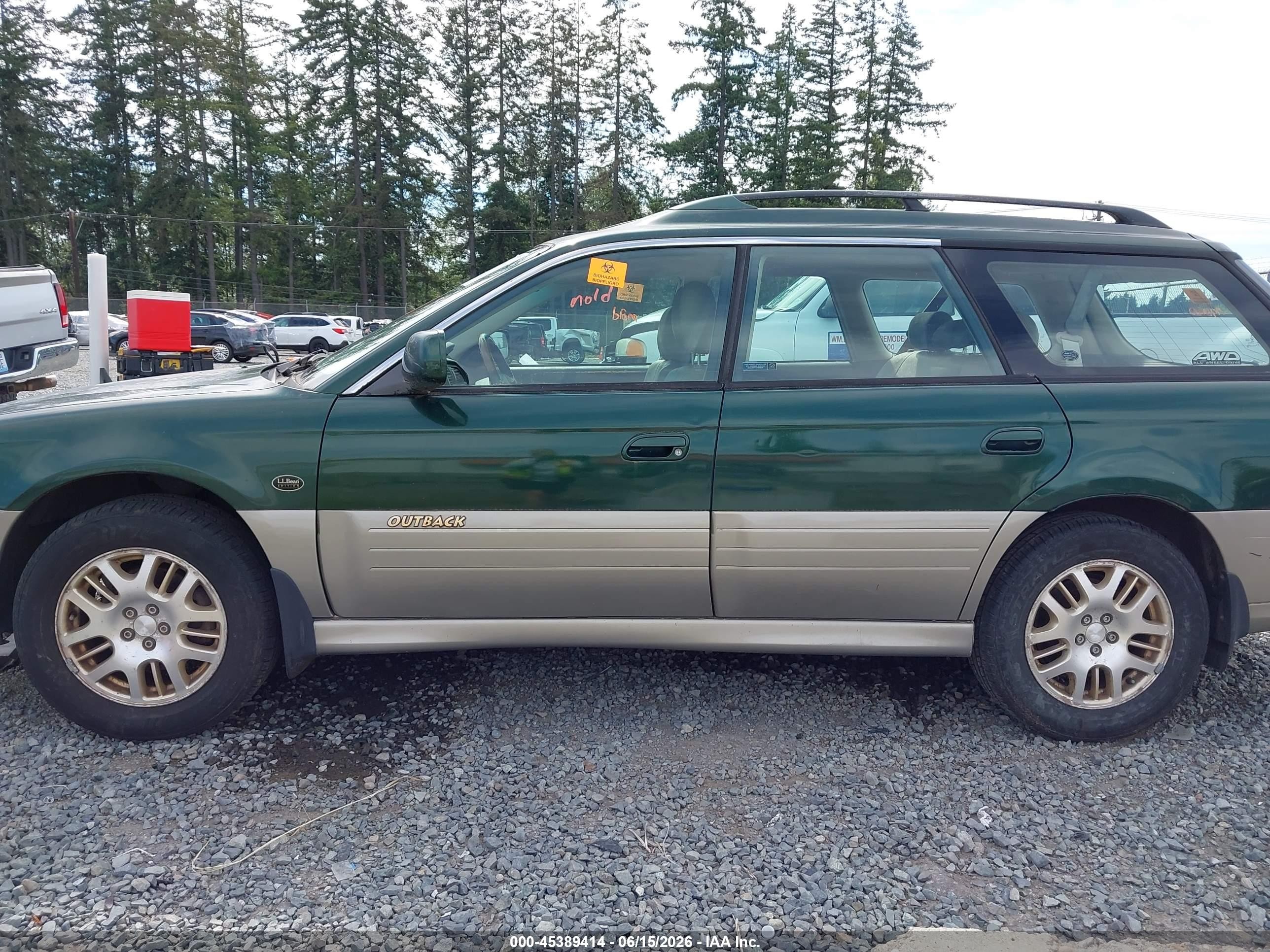 2002 Subaru Outback H6-3.0 L.l. Bean Edition Green vin: 4S3BH806827617581