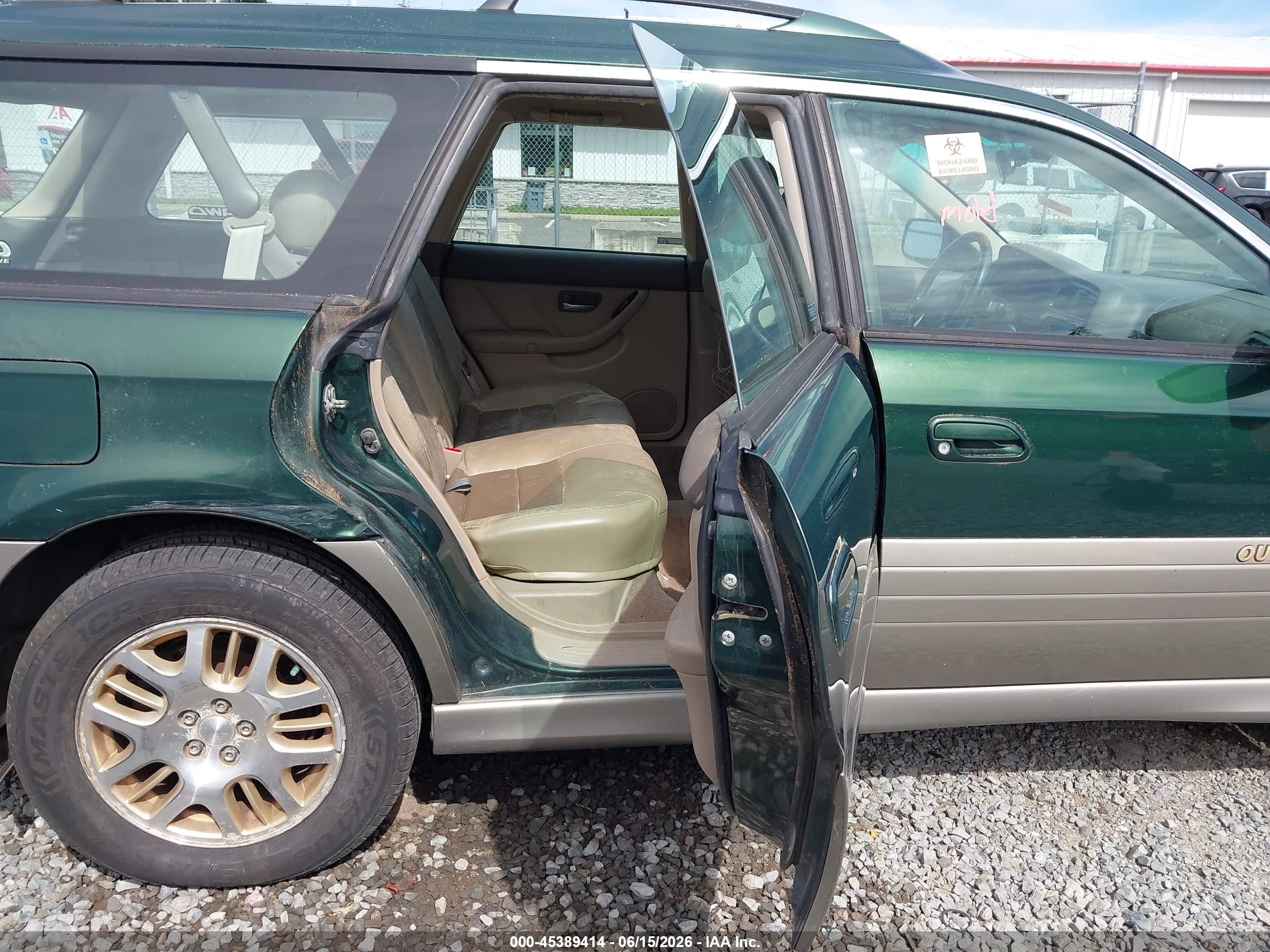 2002 Subaru Outback H6-3.0 L.l. Bean Edition Green vin: 4S3BH806827617581