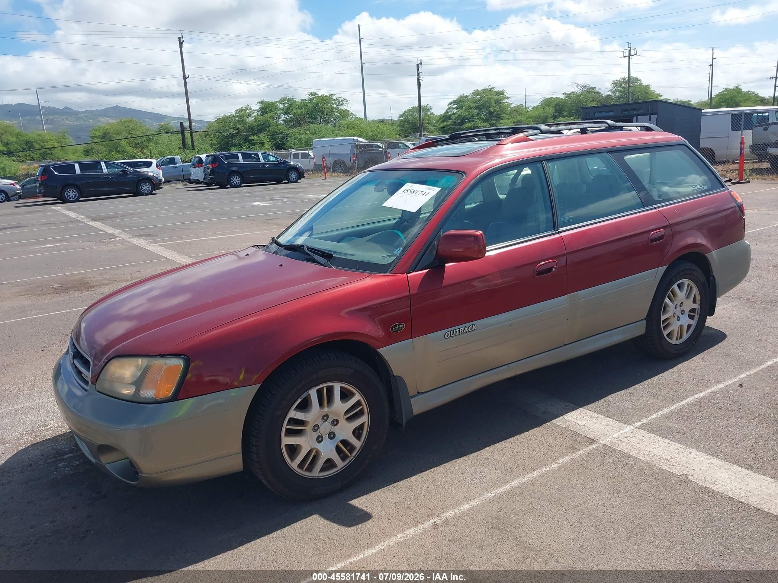 2002 Subaru Outback H6-3.0 L.l. Bean Edition Red vin: 4S3BH806827633604