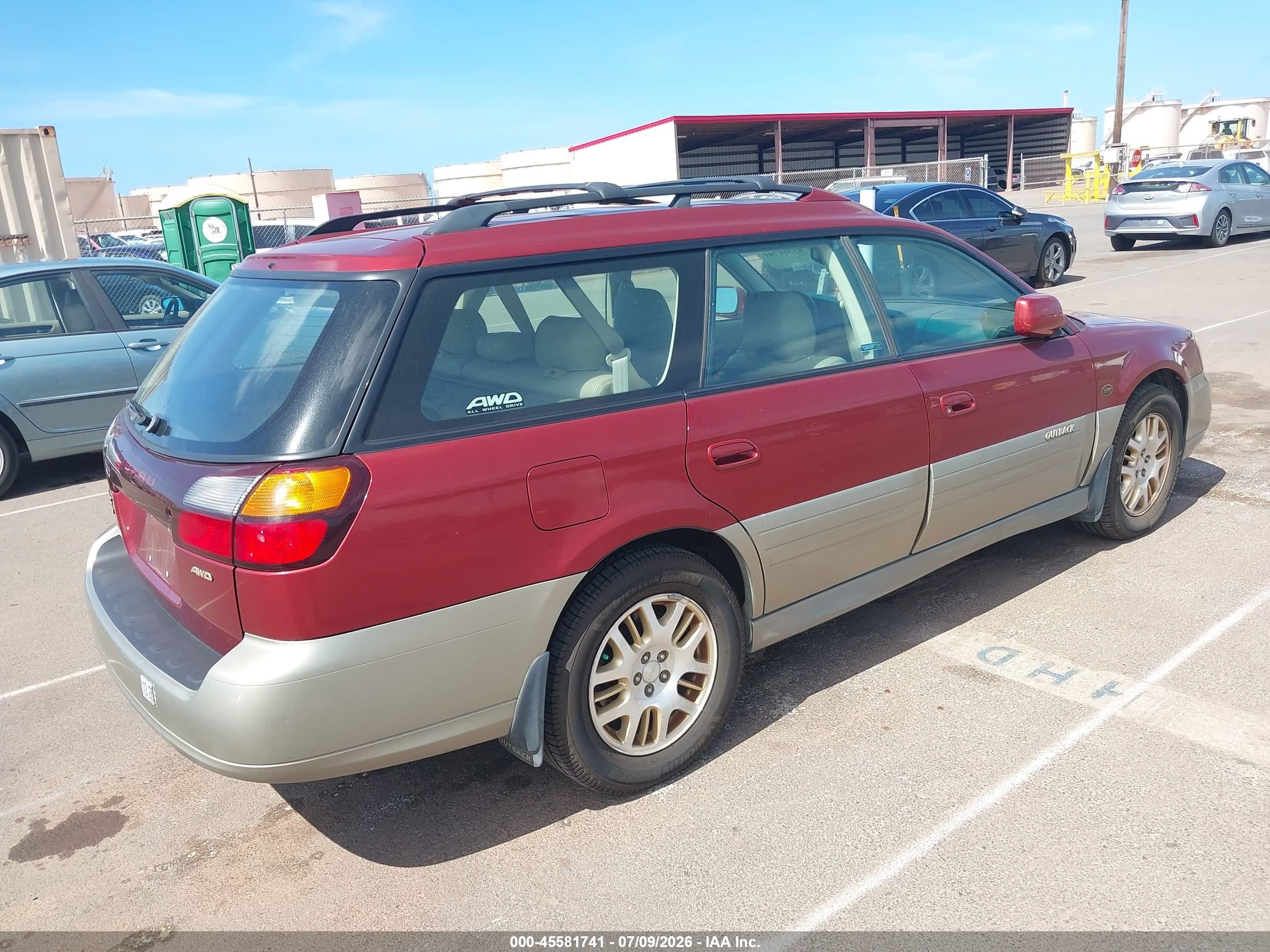 2002 Subaru Outback H6-3.0 L.l. Bean Edition Red vin: 4S3BH806827633604