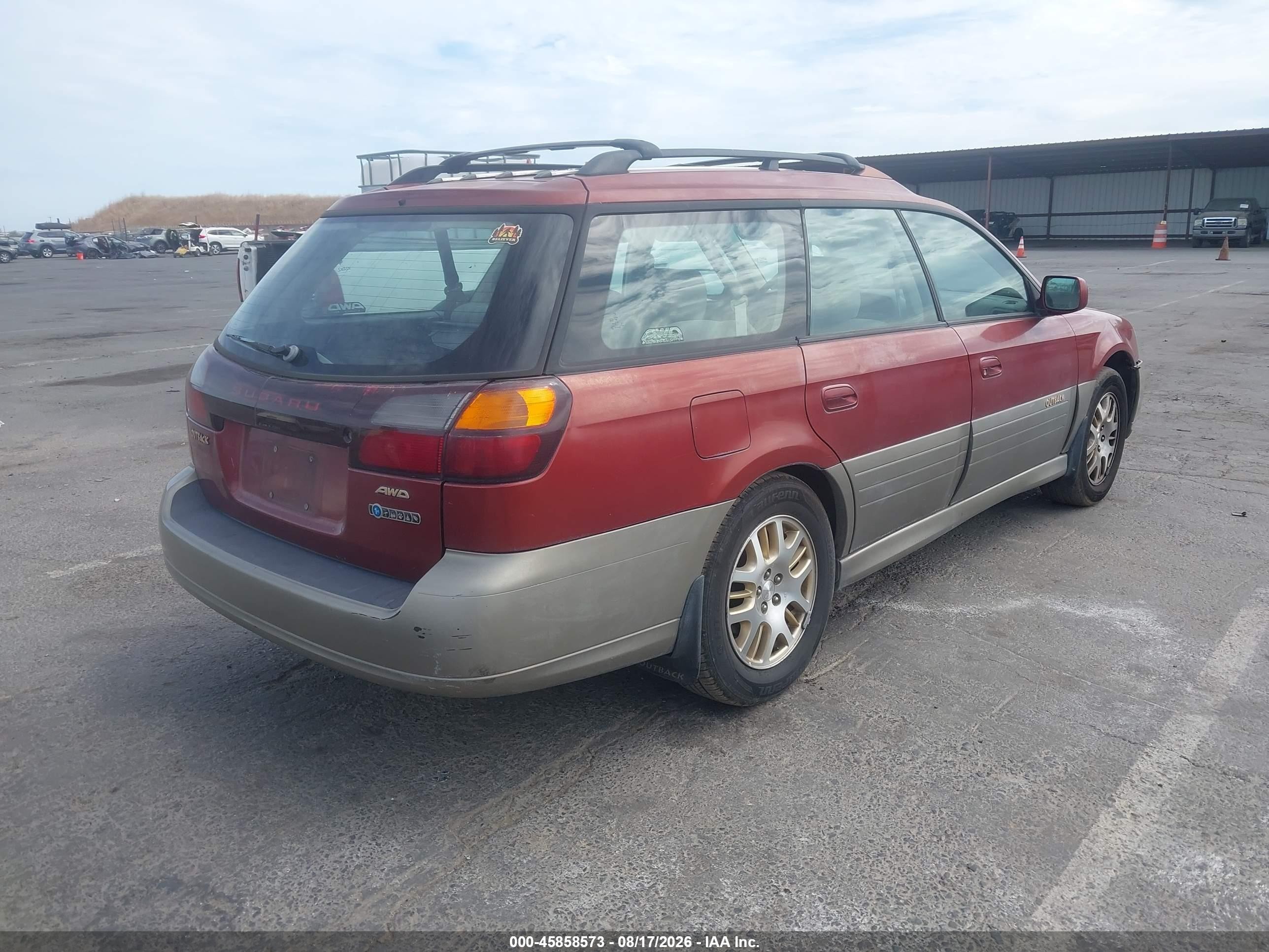2003 Subaru Outback H6-3.0 Red vin: 4S3BH895137658677