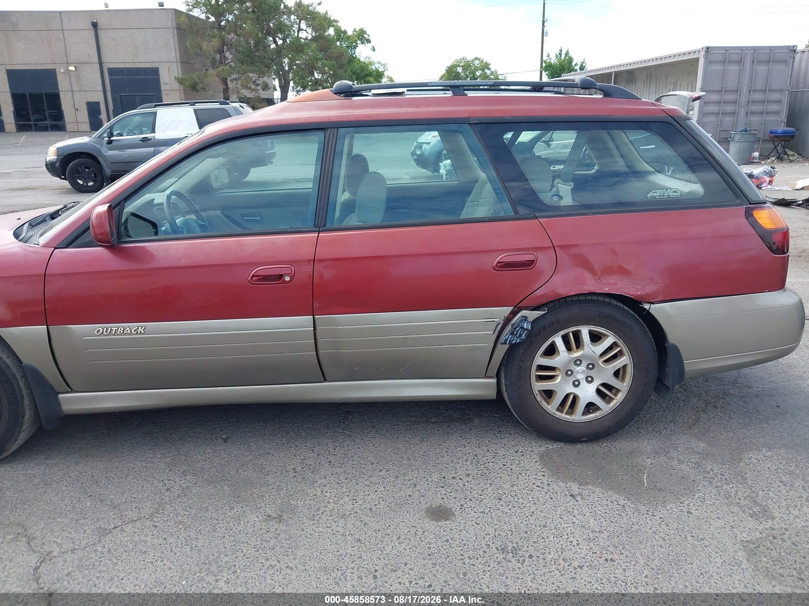 2003 Subaru Outback H6-3.0 Red vin: 4S3BH895137658677