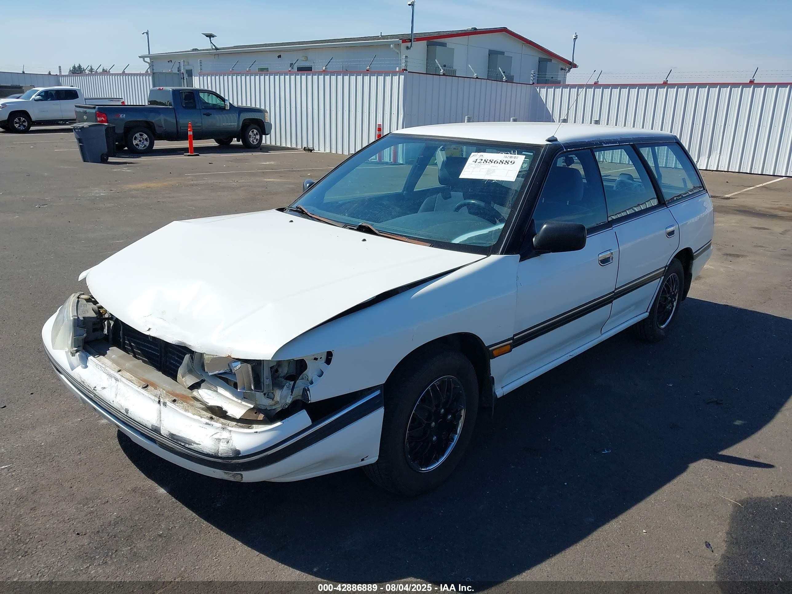 1992 Subaru Legacy L White vin: 4S3BJ6326N7904424