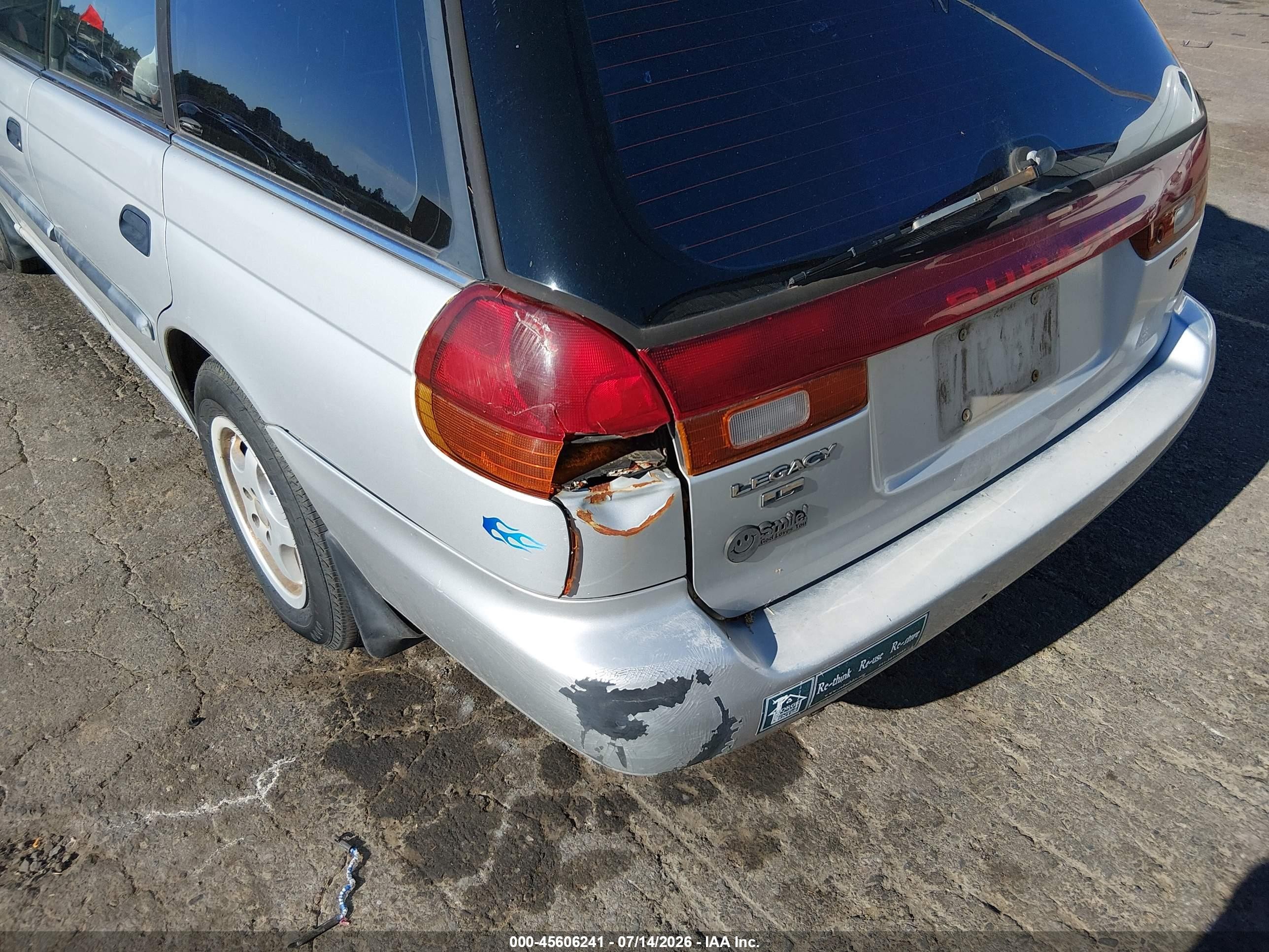 1996 Subaru Legacy L Silver vin: 4S3BK4356T7937528